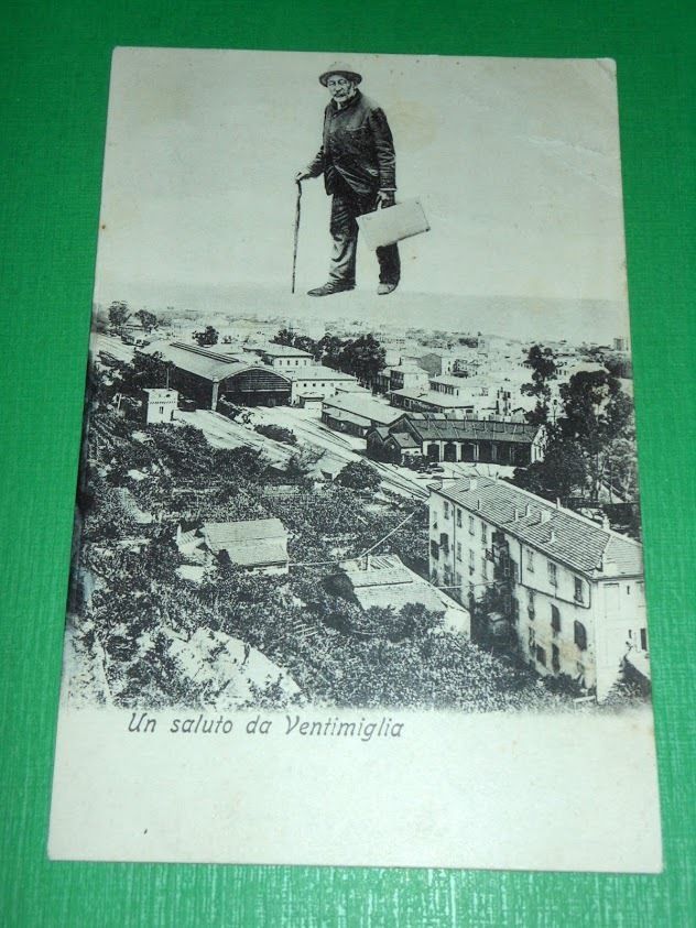 Cartolina Saluti da Ventimiglia - Scorcio panoramico 1905 ca.