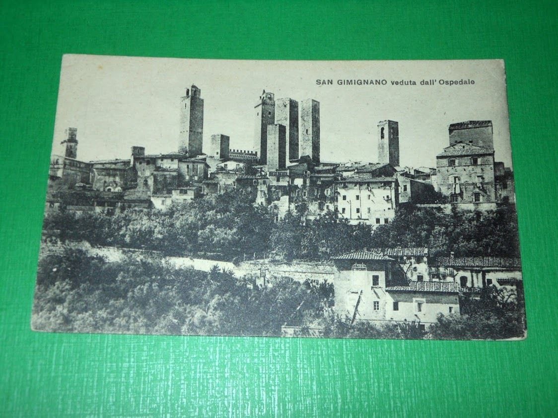 Cartolina San Gimignano veduta dall' Ospedale 1920 ca.