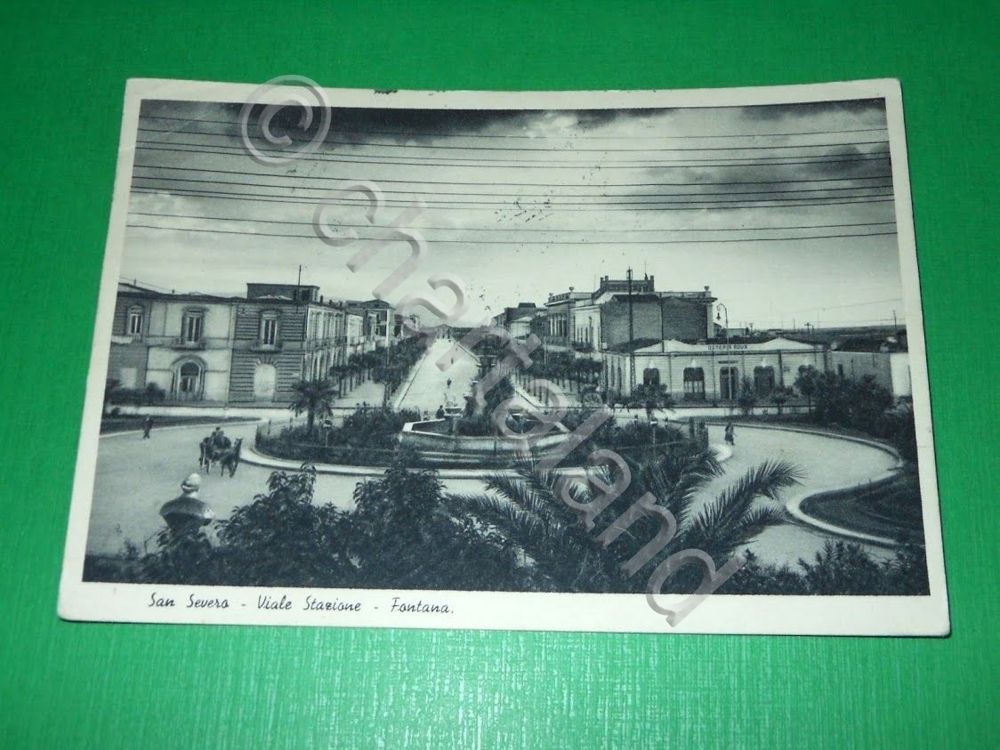 Cartolina San Severo - Viale Stazione - Fontana 1938.