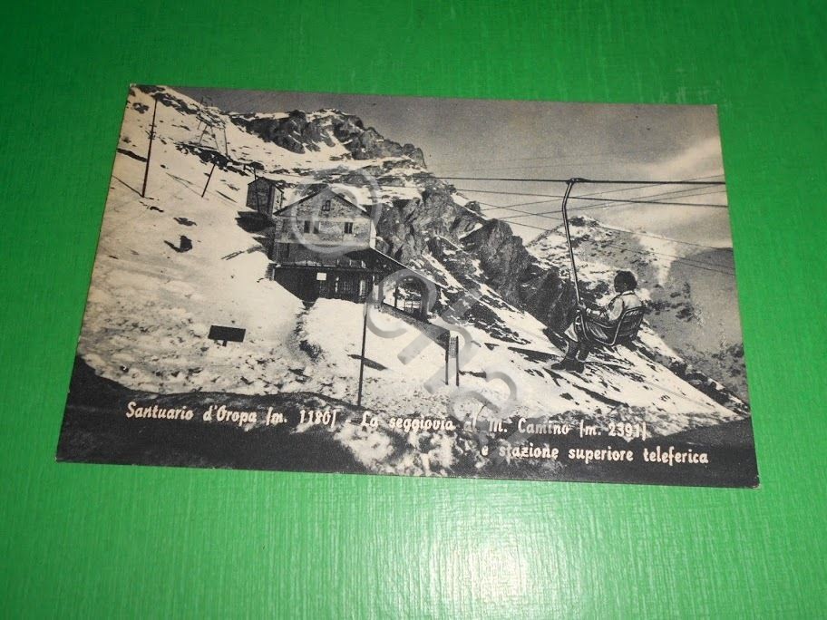 Cartolina Santuario d'Oropa - La seggiovia e stazione superiore teleferica …