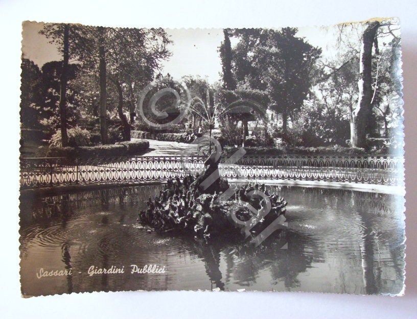 Cartolina Sassari - Giardini Pubblici 1951.