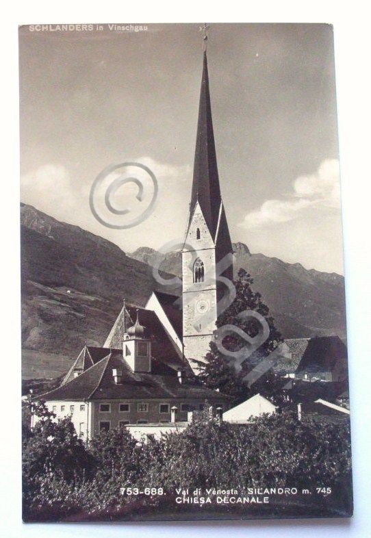 Cartolina Silandro - Chiesa Decanale 1955