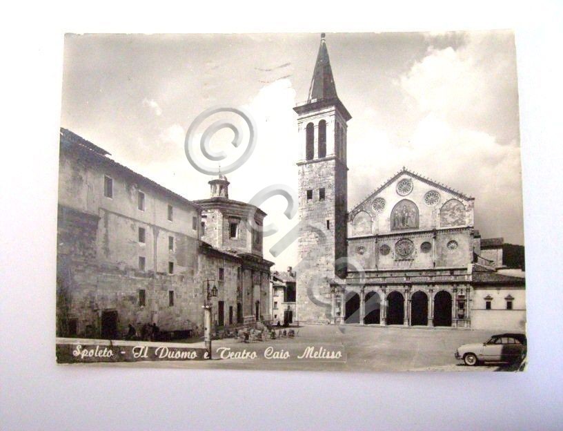 Cartolina Spoleto - Il Duomo e Teatro Caio Melisso 1963.