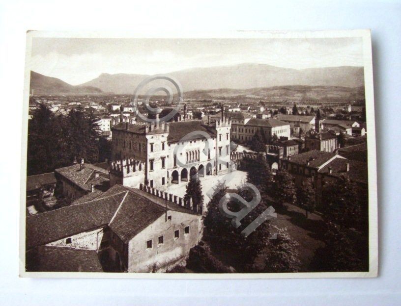 Cartolina Thiene - Panorama e Castello Colleoni 1938.