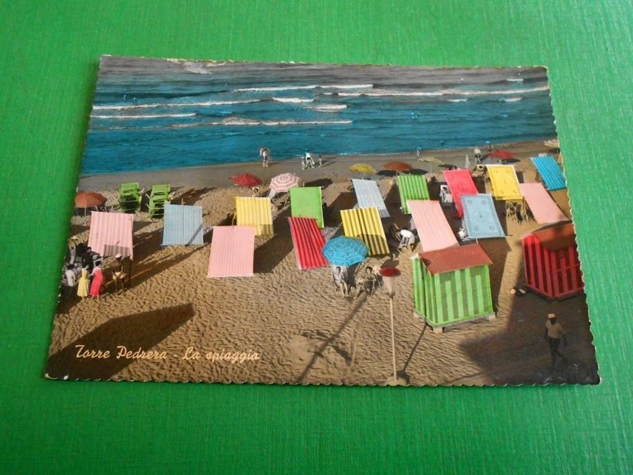 Cartolina Torre Pedrera - La spiaggia 1961.