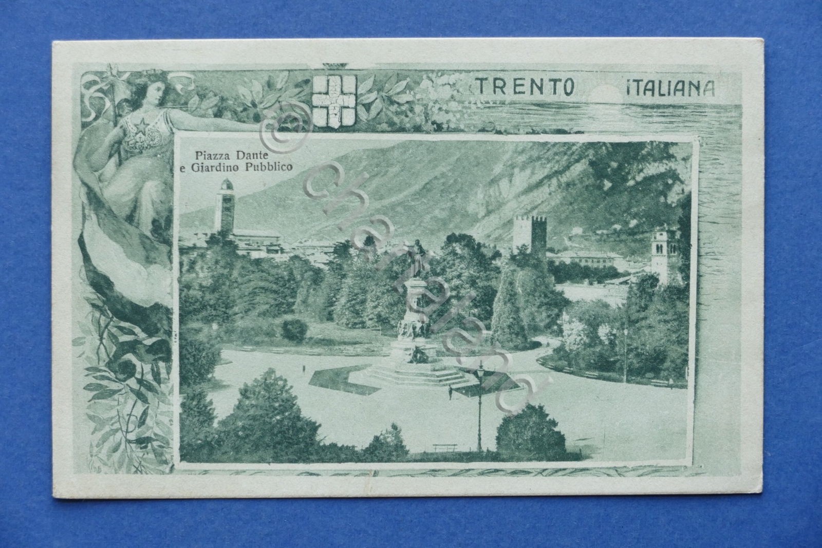 Cartolina Trento - Piazza Dante e Giardino Pubblico - 1920