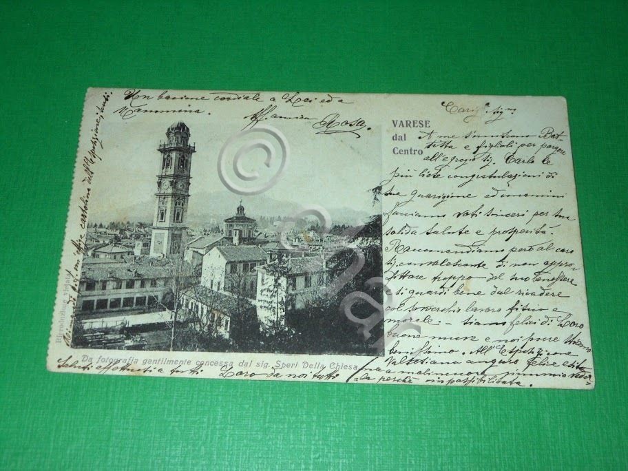 Cartolina Varese dal Centro 1905.