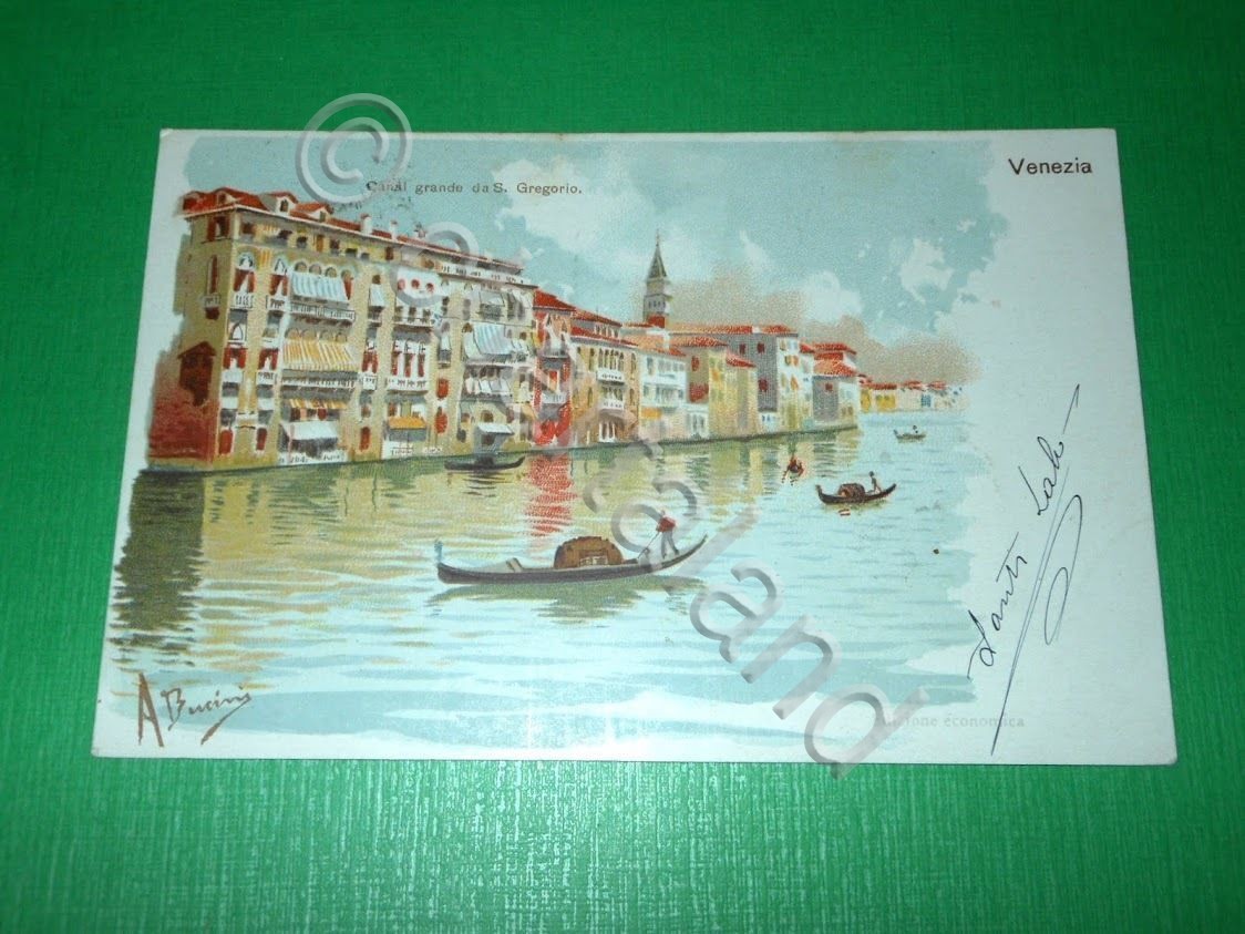 Cartolina Venezia - Canal grande da S. Gregorio 1901.
