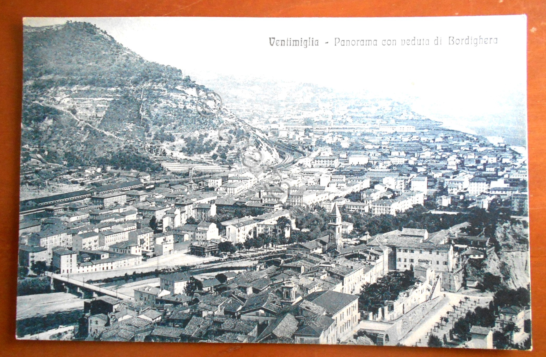 Cartolina Ventimiglia - panorama con veduta di Bordighera - 1940