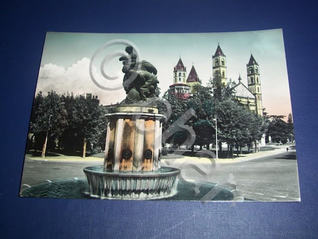 Cartolina Vercelli - Piazza Roma e Basilica S. Andrea 1954.