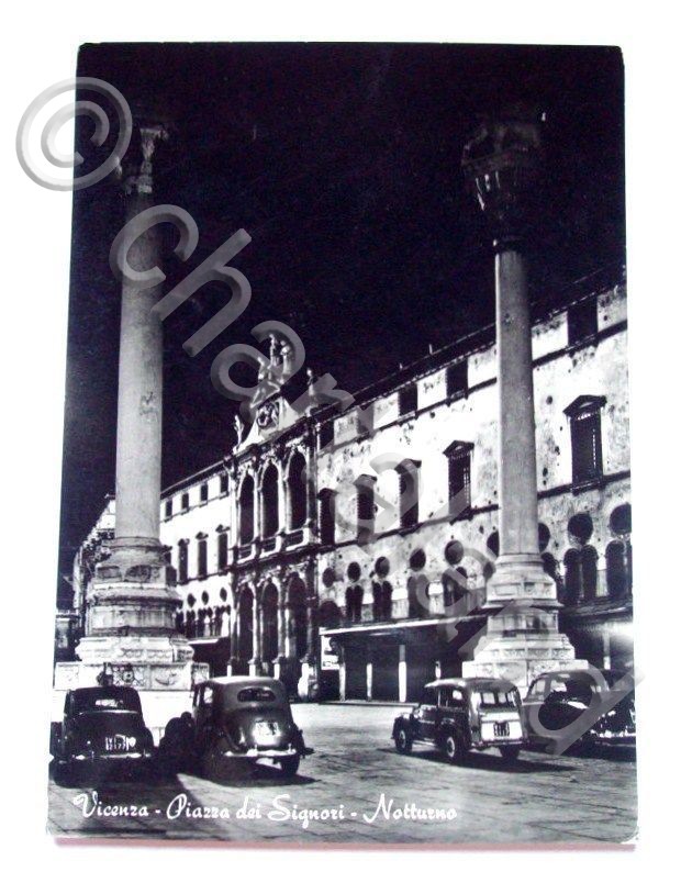 Cartolina Vicenza - Piazza dei Signori - Notturno 1965.