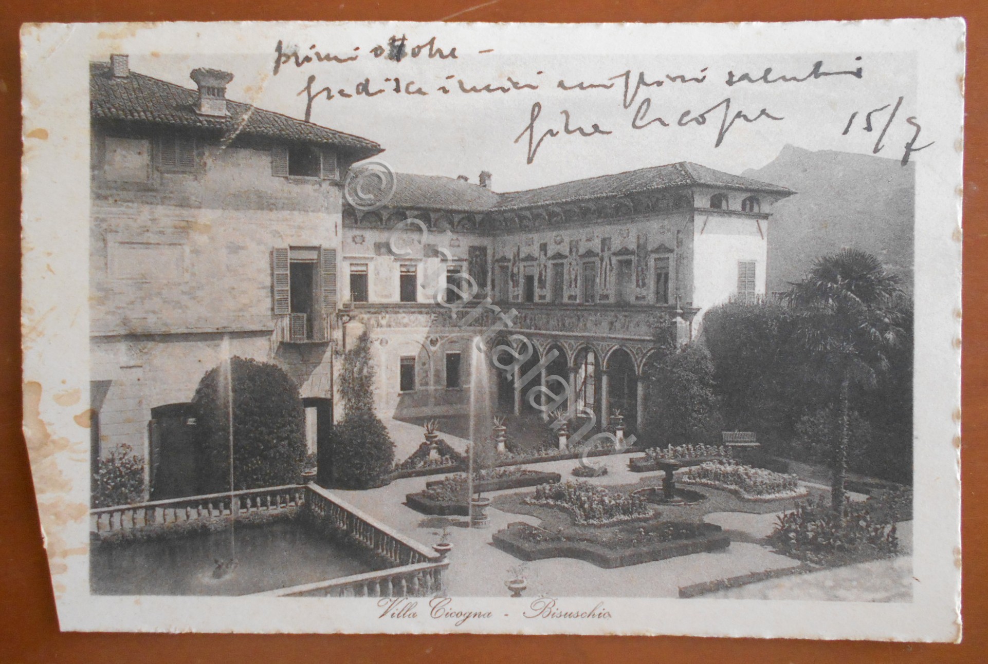Cartolina Villa Cicogna - Bisuschio (Lombardia) - 1941