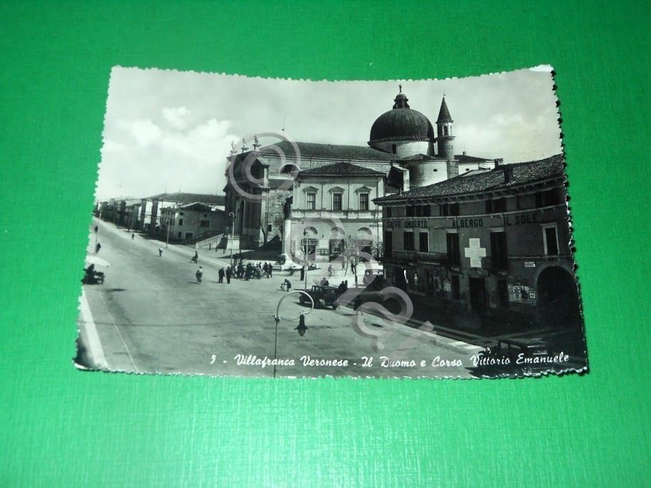 Cartolina Villafranca Veronese - Il Duomo e Corso Vittorio Emanuele …
