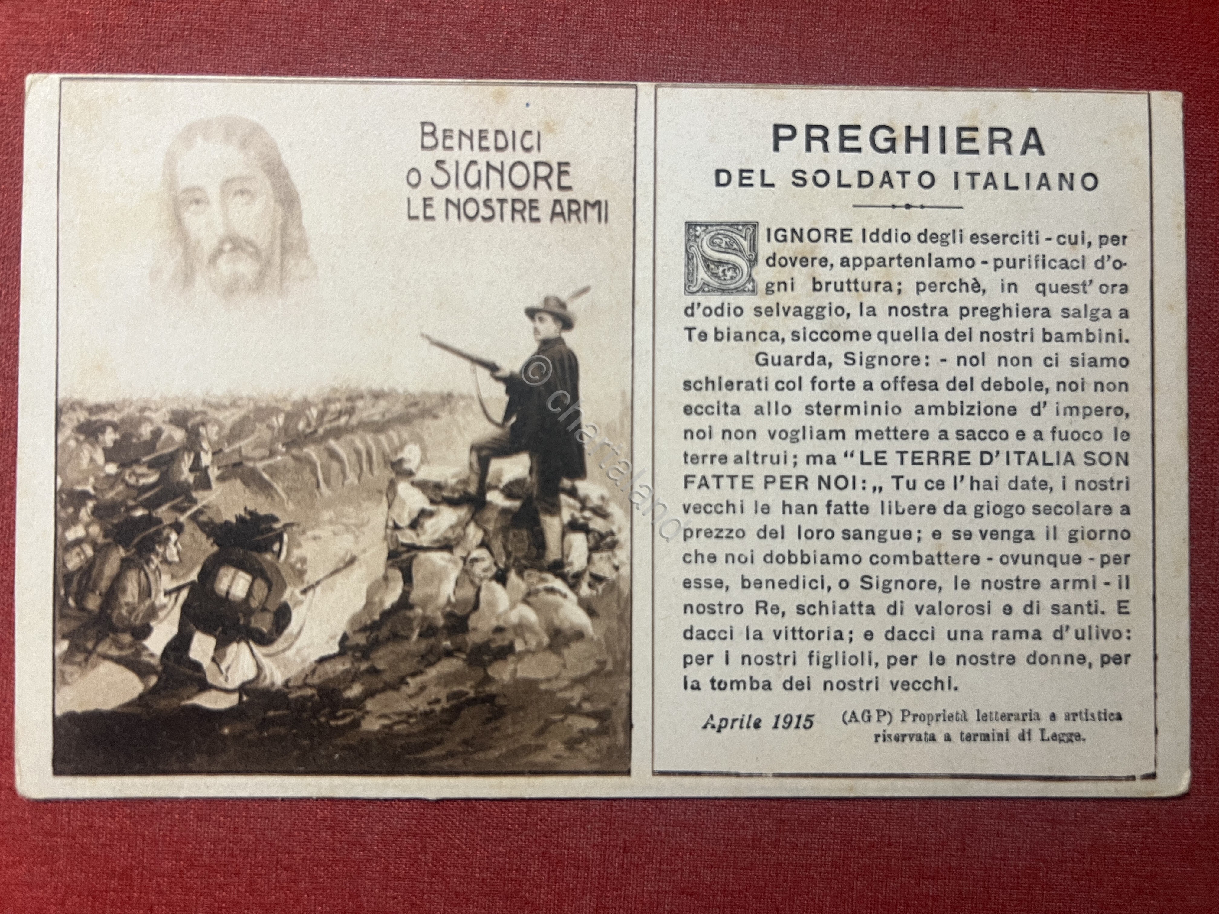 Cartolina WWI - Preghiera del Soldato Italiano - 1915