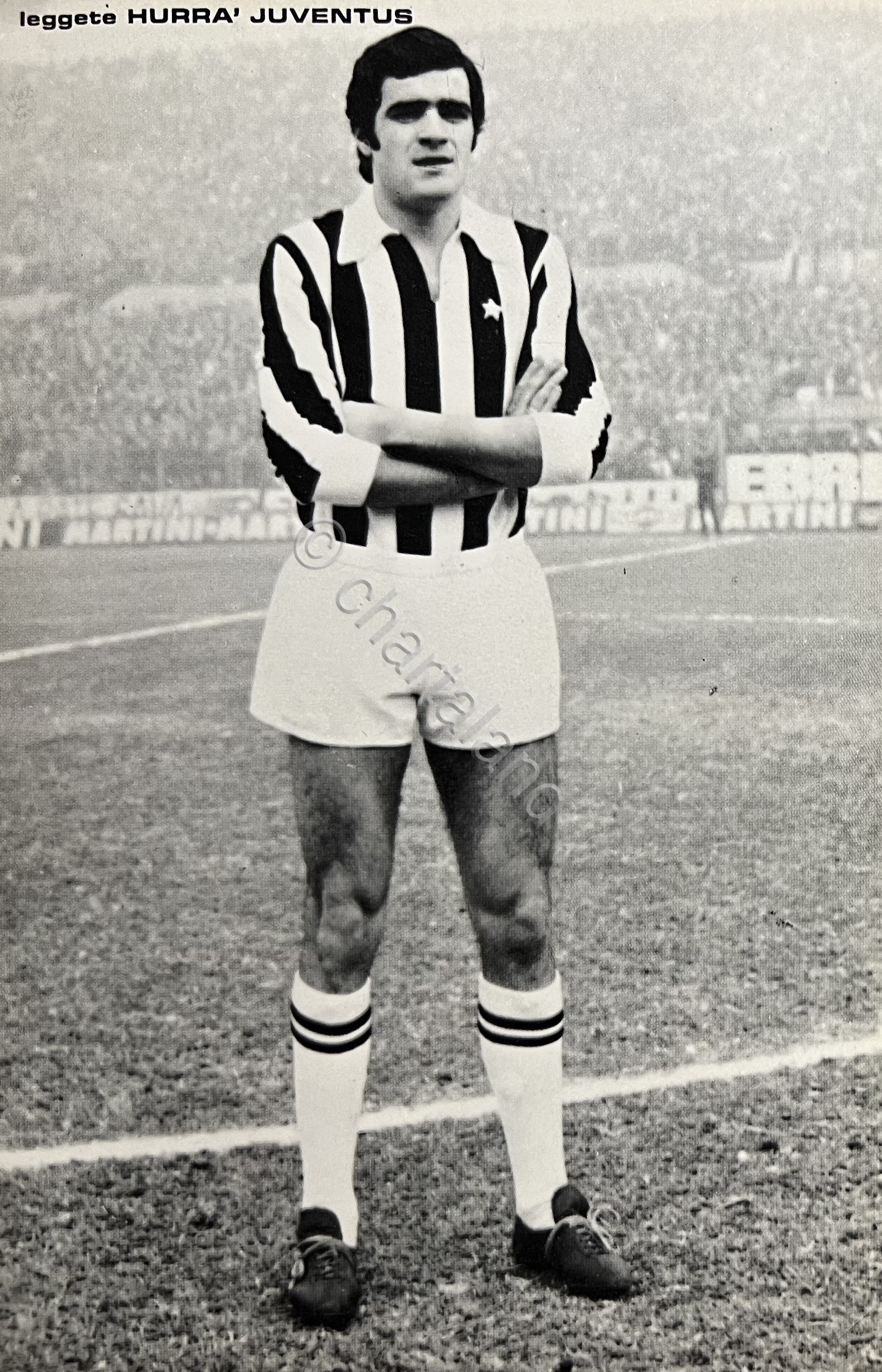 Cartoncino Fotografico Hurrà Juventus - Calciatore Antonello Cuccureddu Anni '70