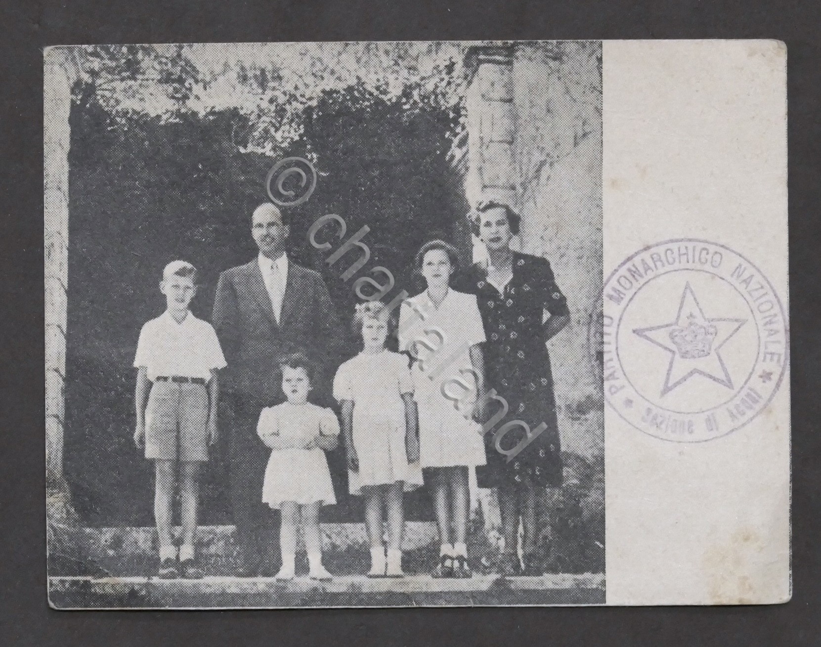 Cartoncino propaganda Partito Monarchico - Famiglia Savoia - 1950 ca.