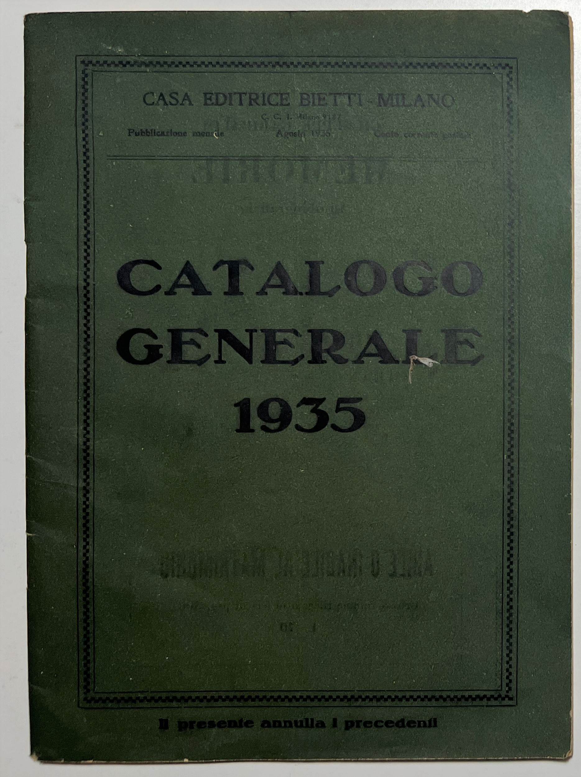 Casa Editrice Bietti Milano - Catalogo Generale 1935