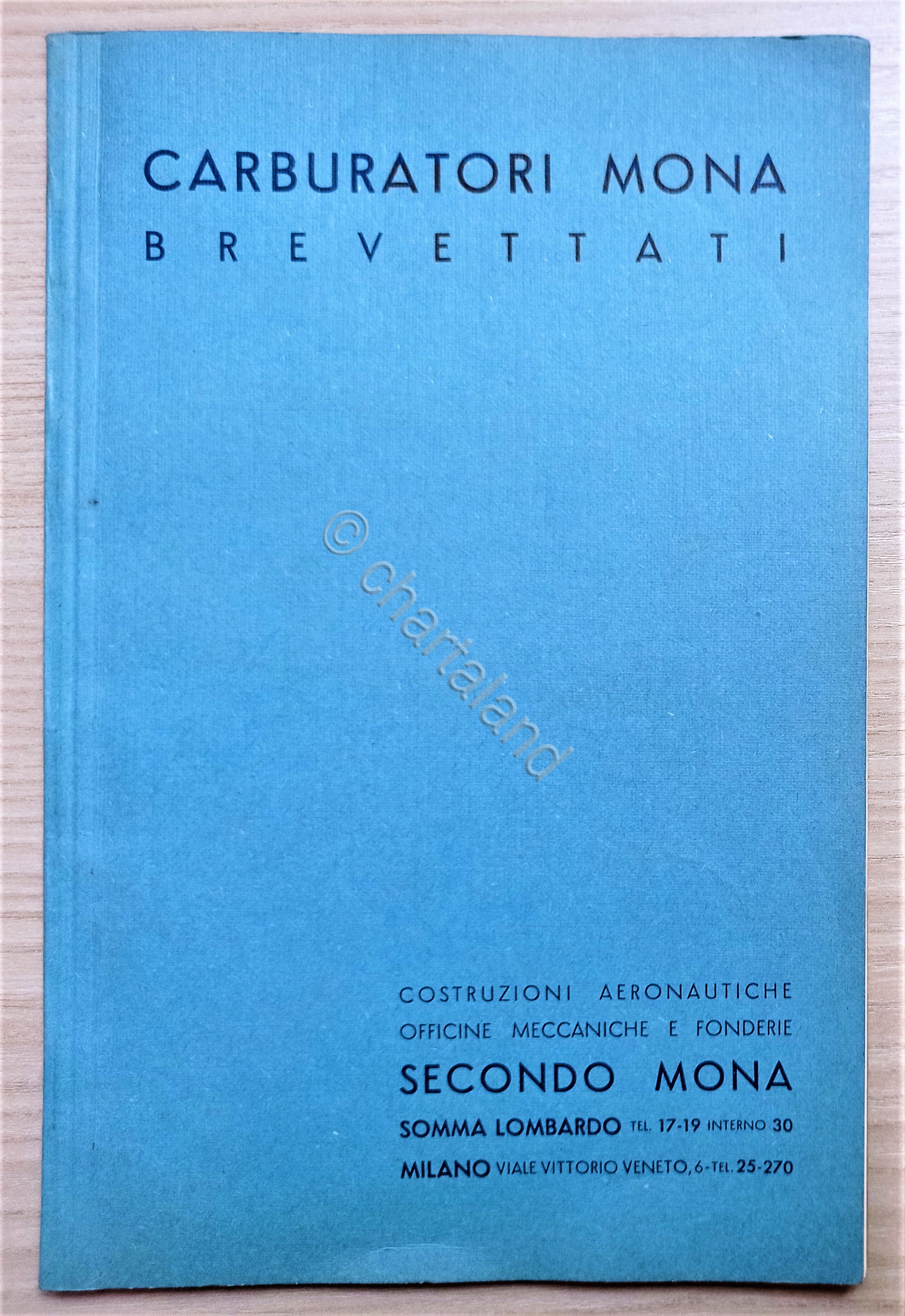 Catalogo Brochure Costruzioni Aeronautiche Carburatori Mona Brevettati Anni '30