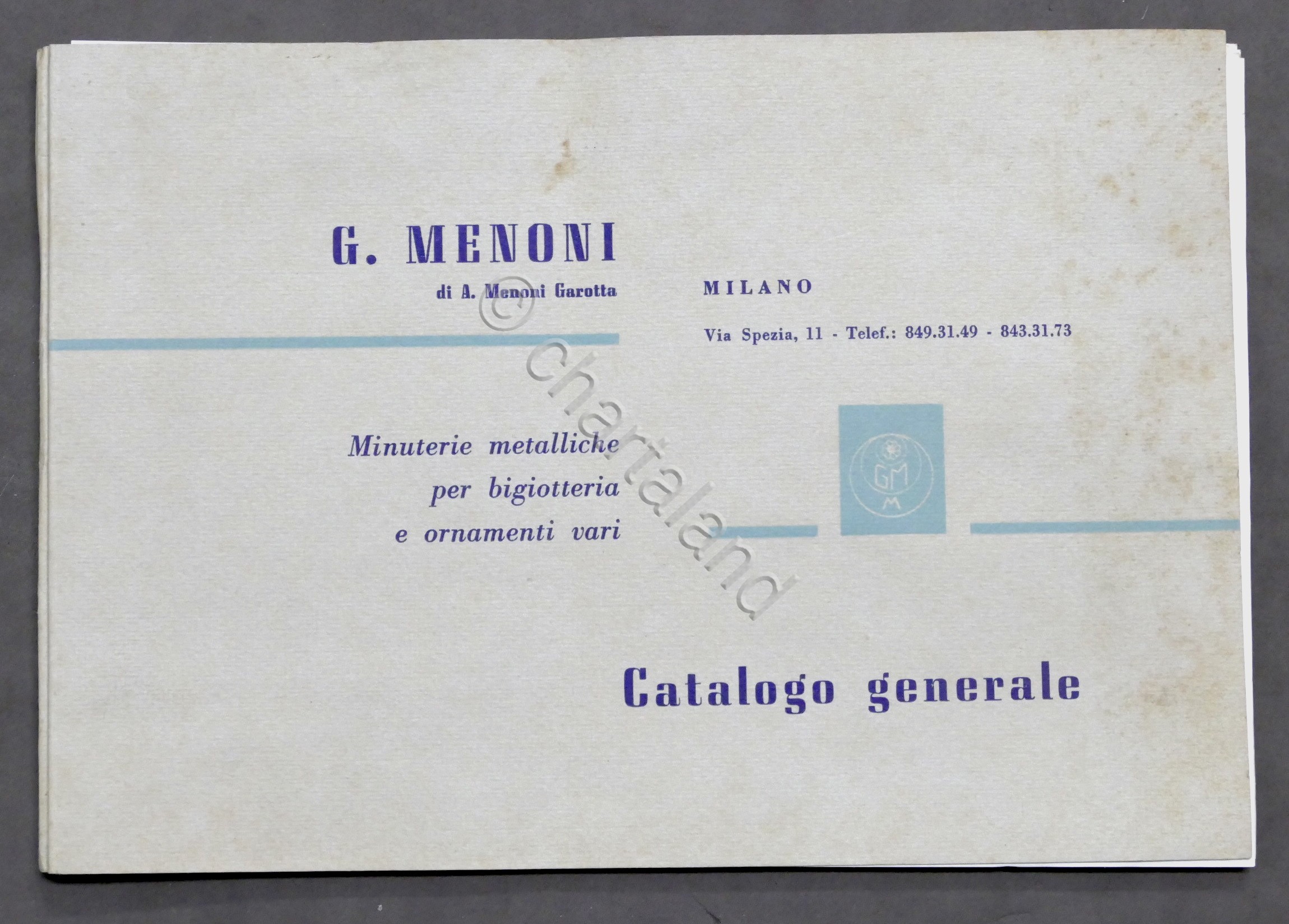 Catalogo generale G. Menoni - Milano - Minuterie metalliche Bigiotteria …