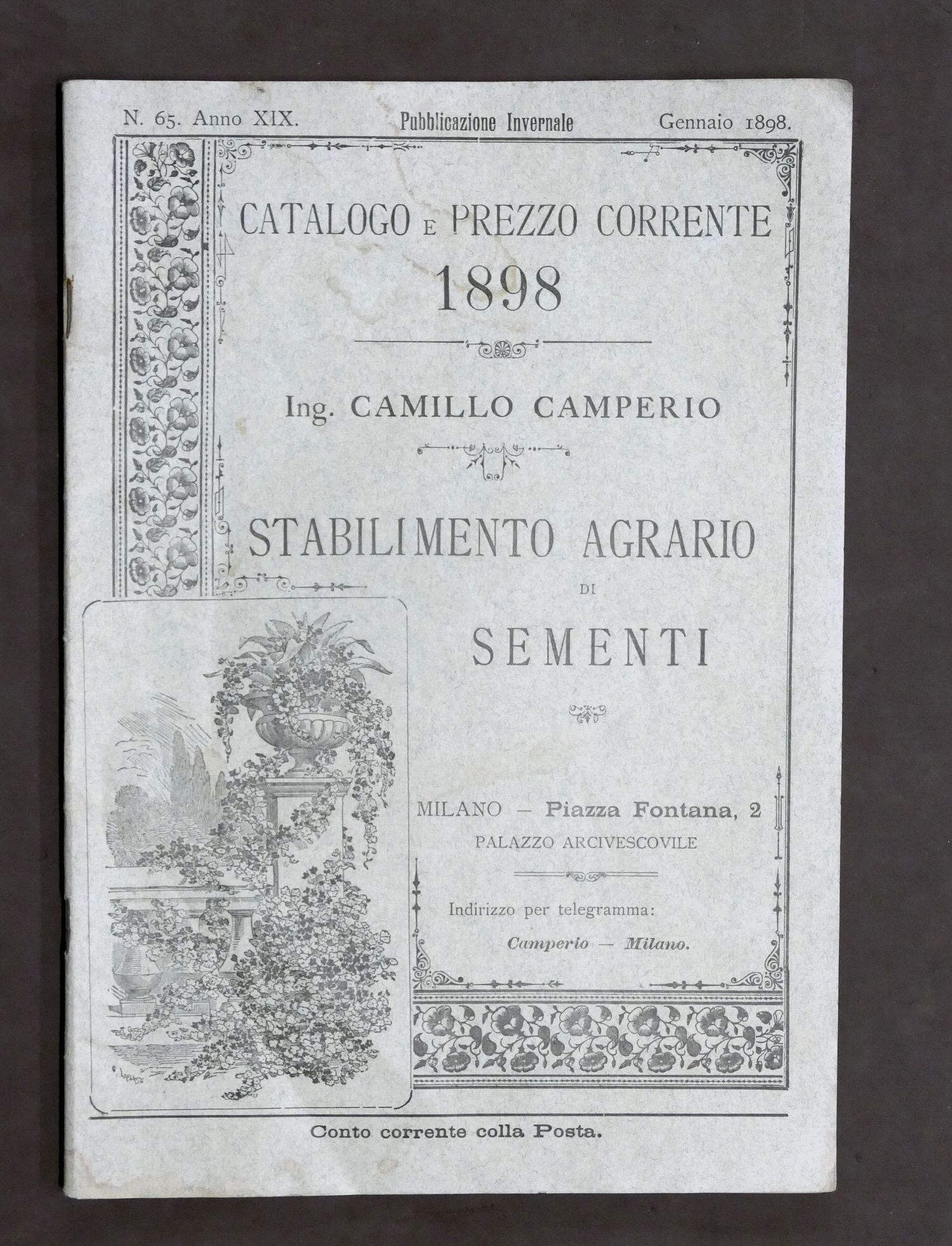 Catalogo illustrato Camperio Sementi selezionate - Milano - N. 65 …