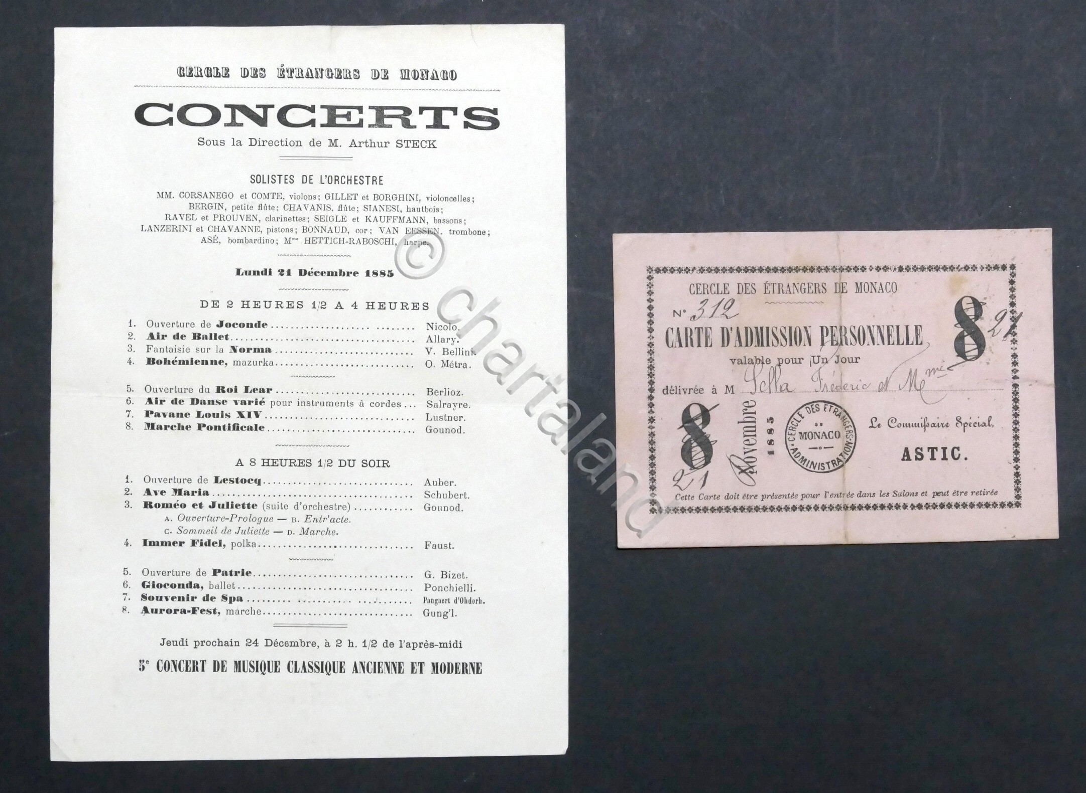 Cercle des Etrangers de Monaco Tessera Federico Sella e programma …