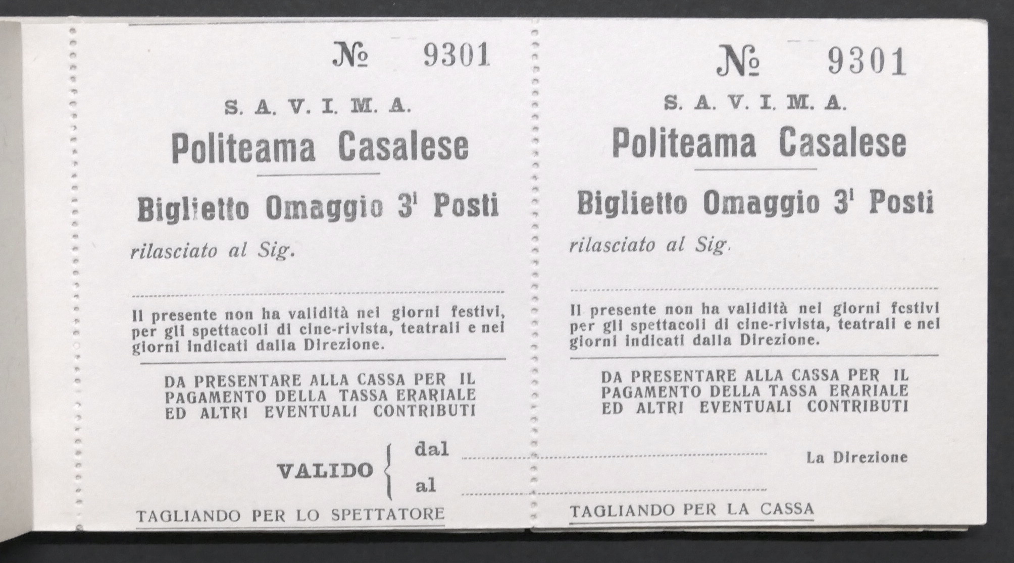 Cinema-Teatro Politeama Casalese Casale Monferrato Carnet biglietti - anni '70