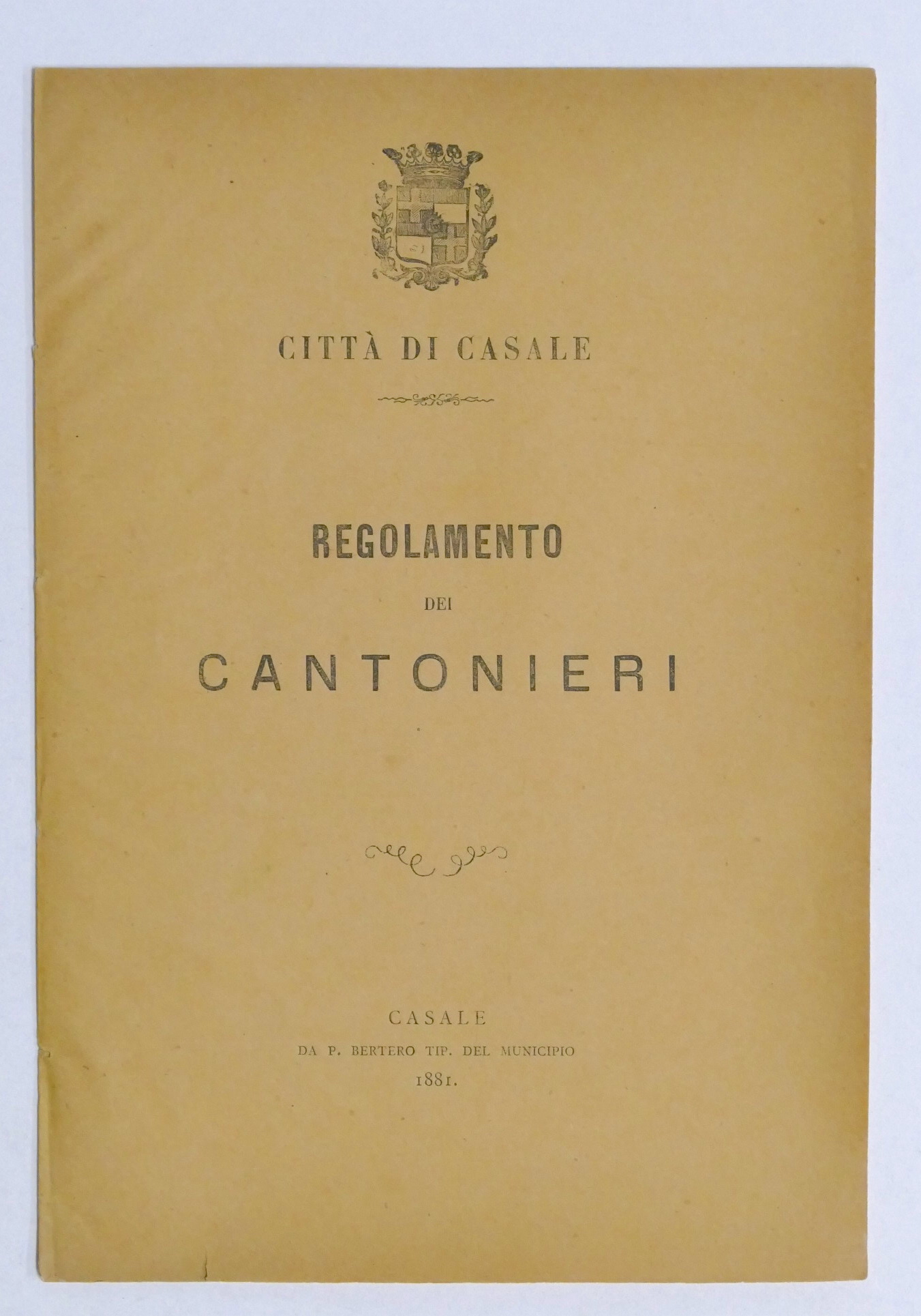 Città di Casale - Regolamento dei Cantonieri - 1881