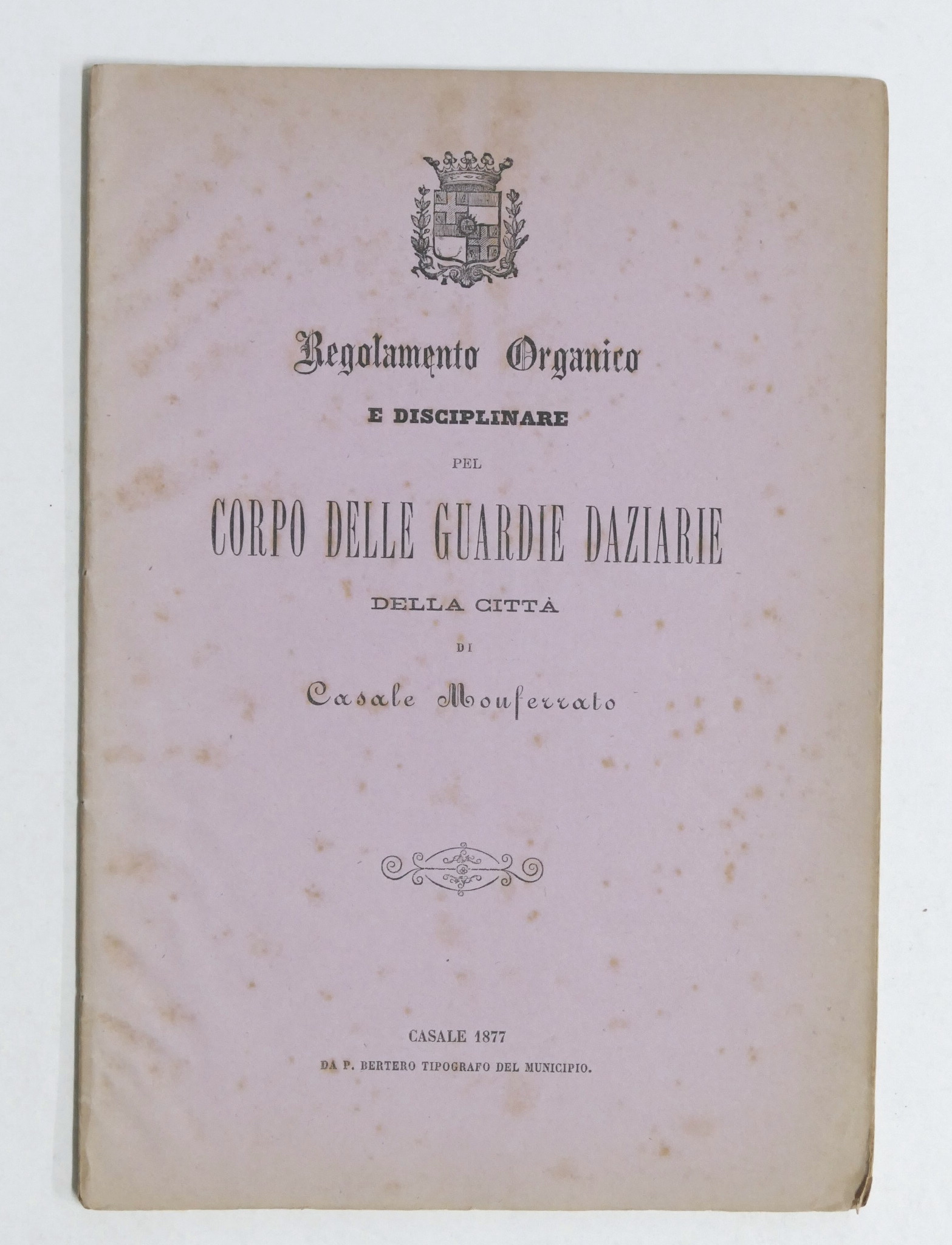 Città di Casale Monferrato - Regolamento per Corpo Guardie Daziarie …