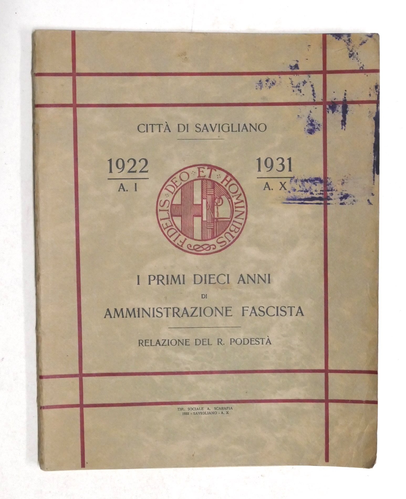 Città di Savigliano - 1922-1931 - I primi dieci anni …