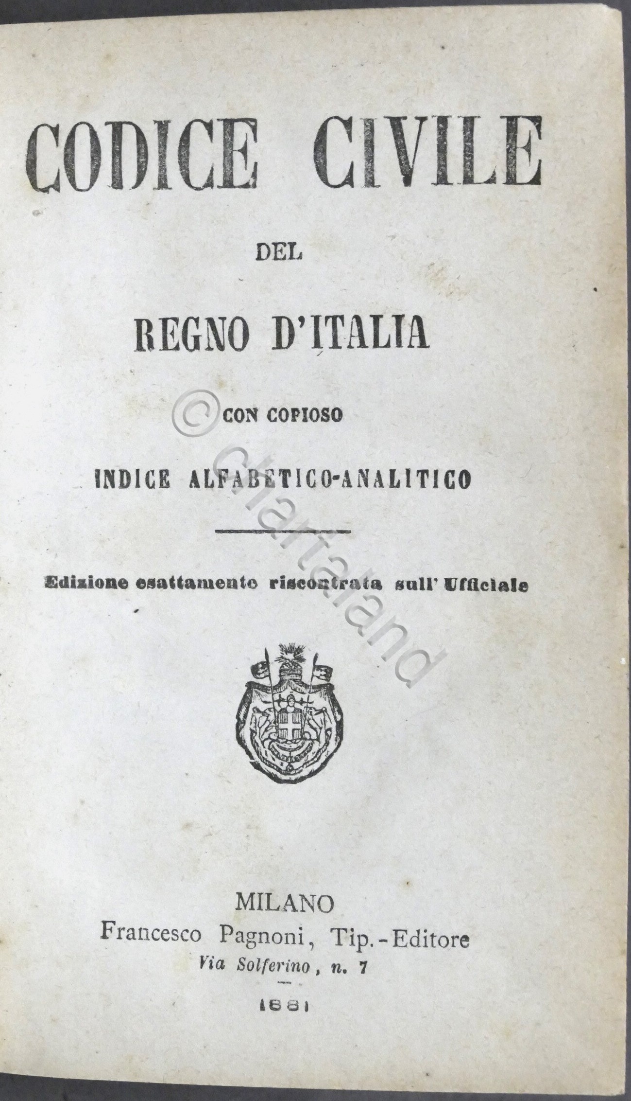 Codice Civile del Regno d'Italia con copioso indice alfabetico-analitico - …