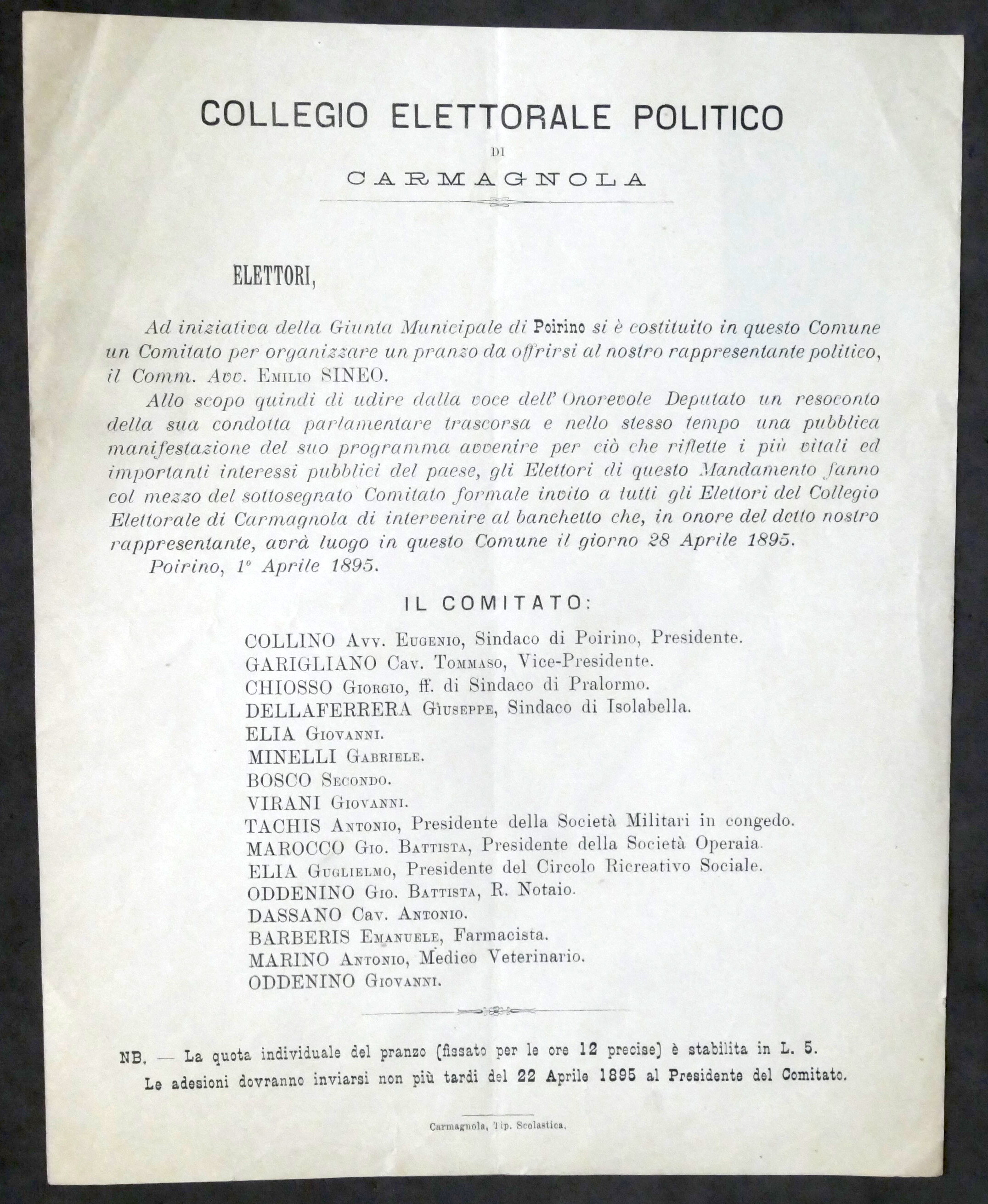 Collegio Elettorale Carmagnola - Comune di Poirino - Lettera invito …