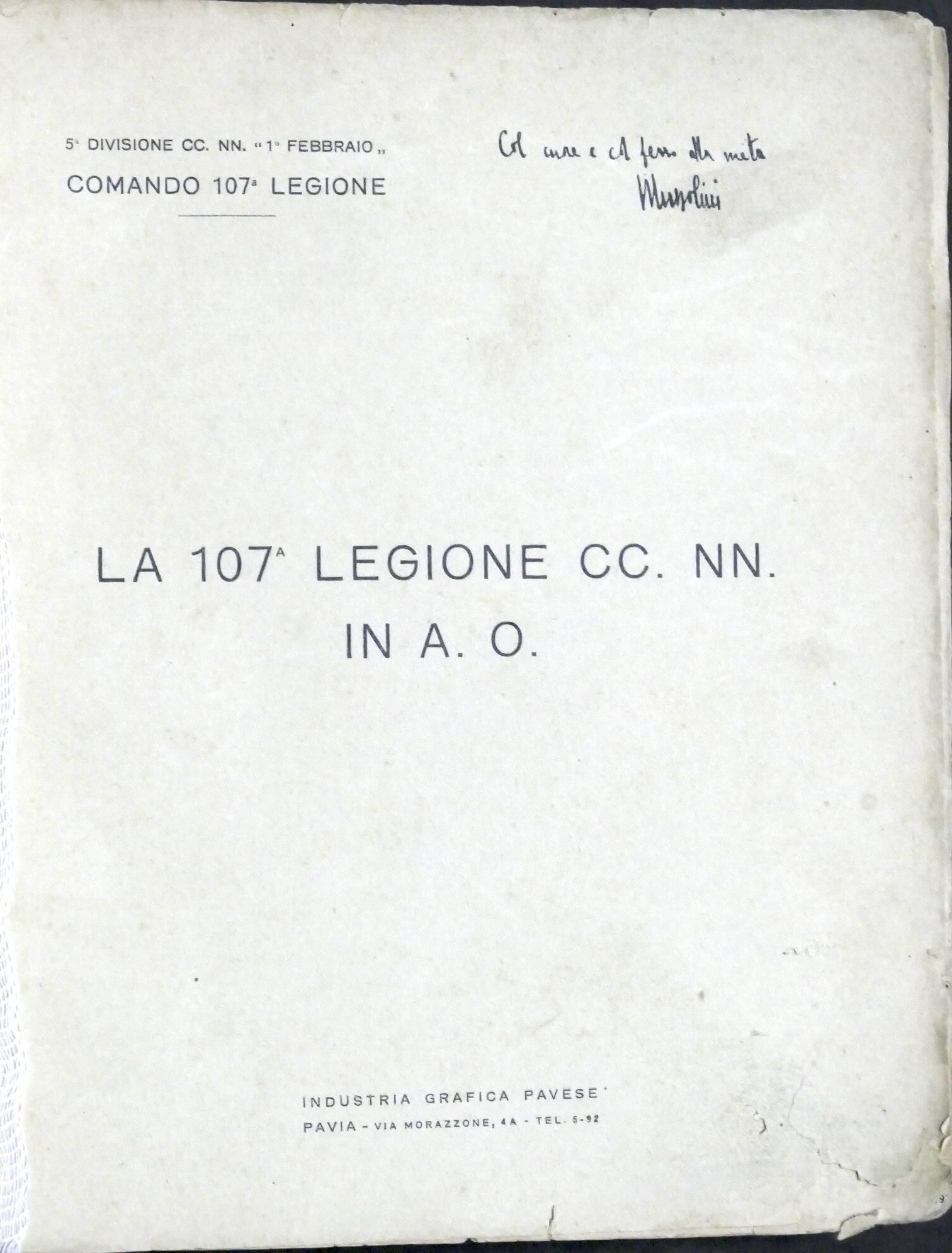Comando 107^ Legione - La 107^ Legione CC. NN. in …