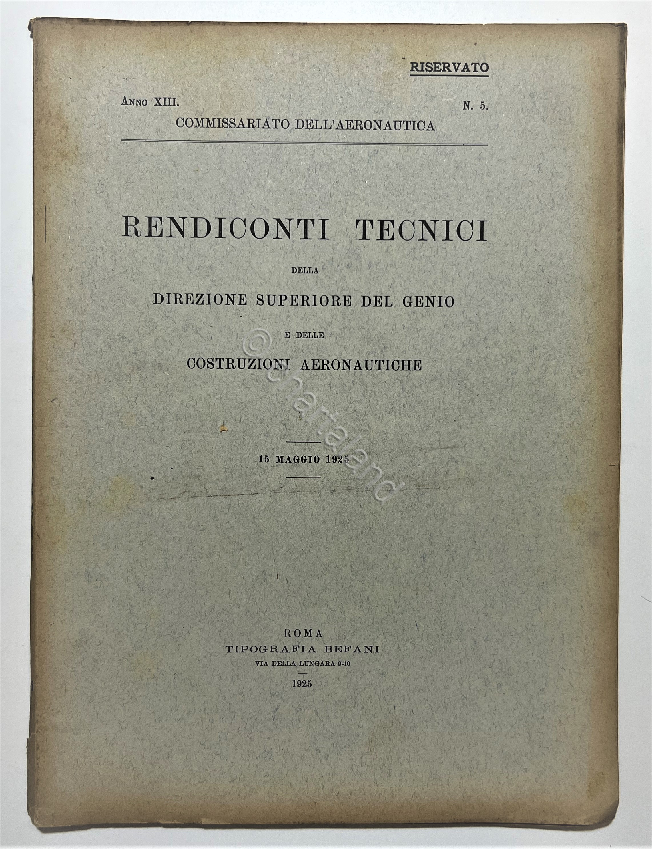 Commissariato Aeronautica - Rendiconti Tecnici N. 5 - 15 Maggio …