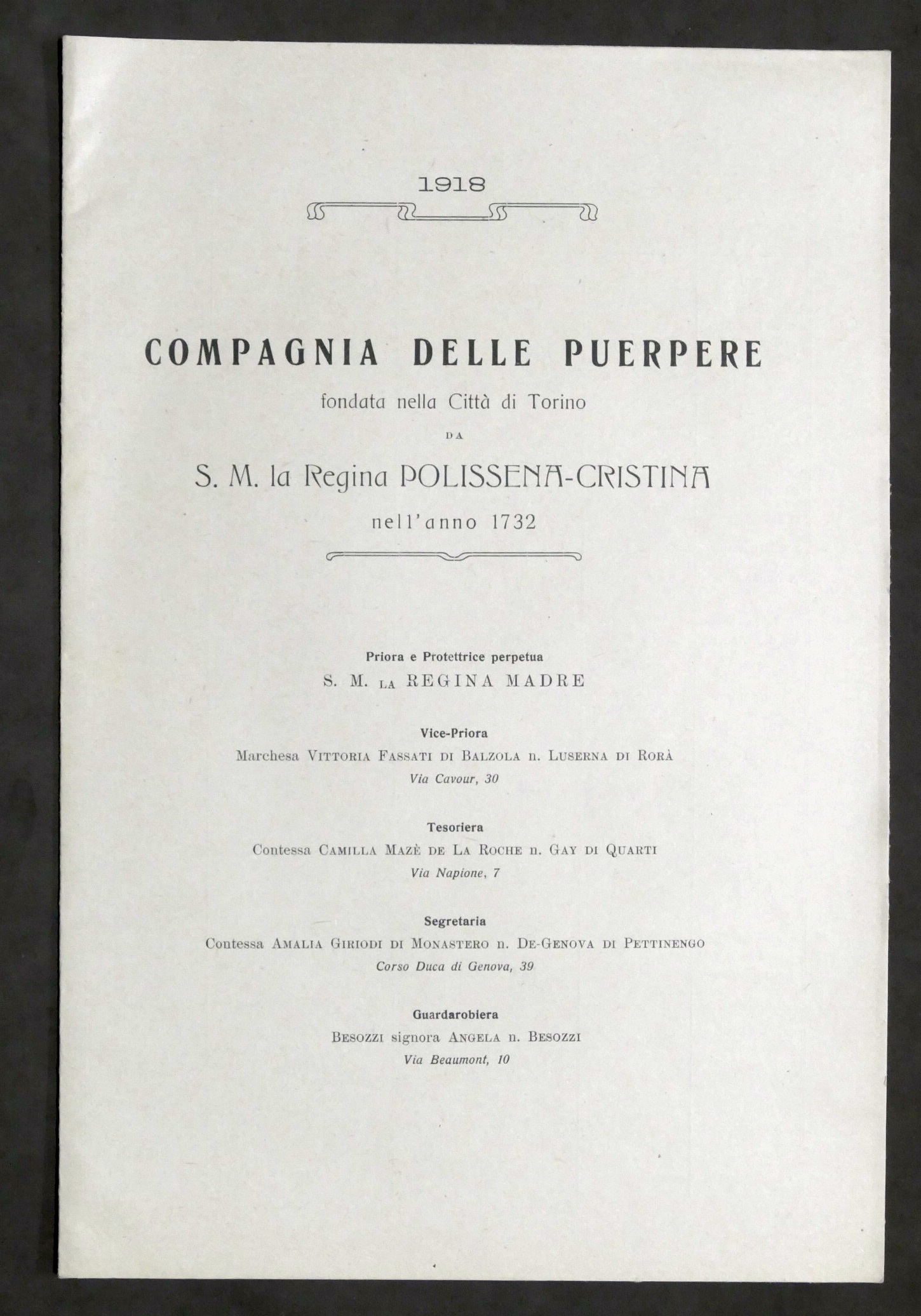 Compagnia delle Puerpere fondata nella Città di Torino - Elenco …