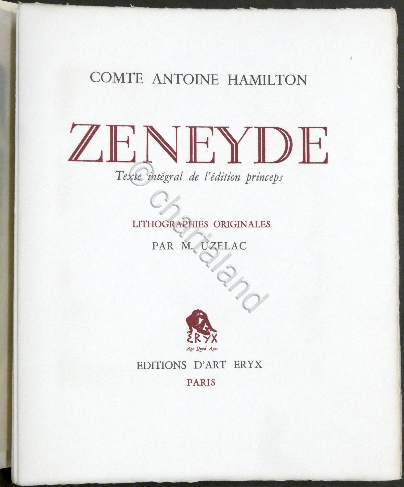 Comte A. Hamilton - Zeneyde - 1954 Edition d’Art Eryx …
