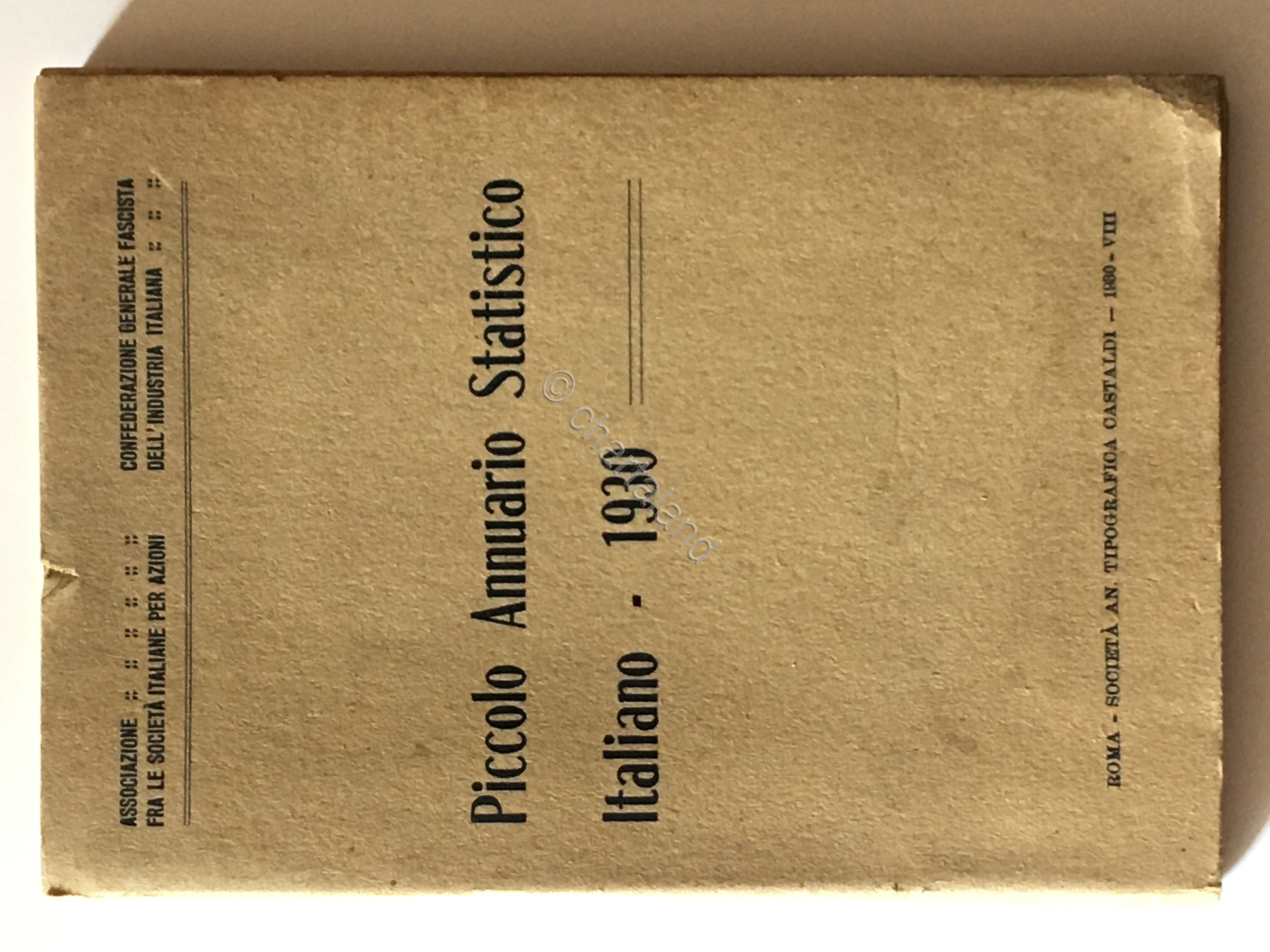 Confederazione Fascista Industria Italiana - Piccolo Annuario statistico - 1930