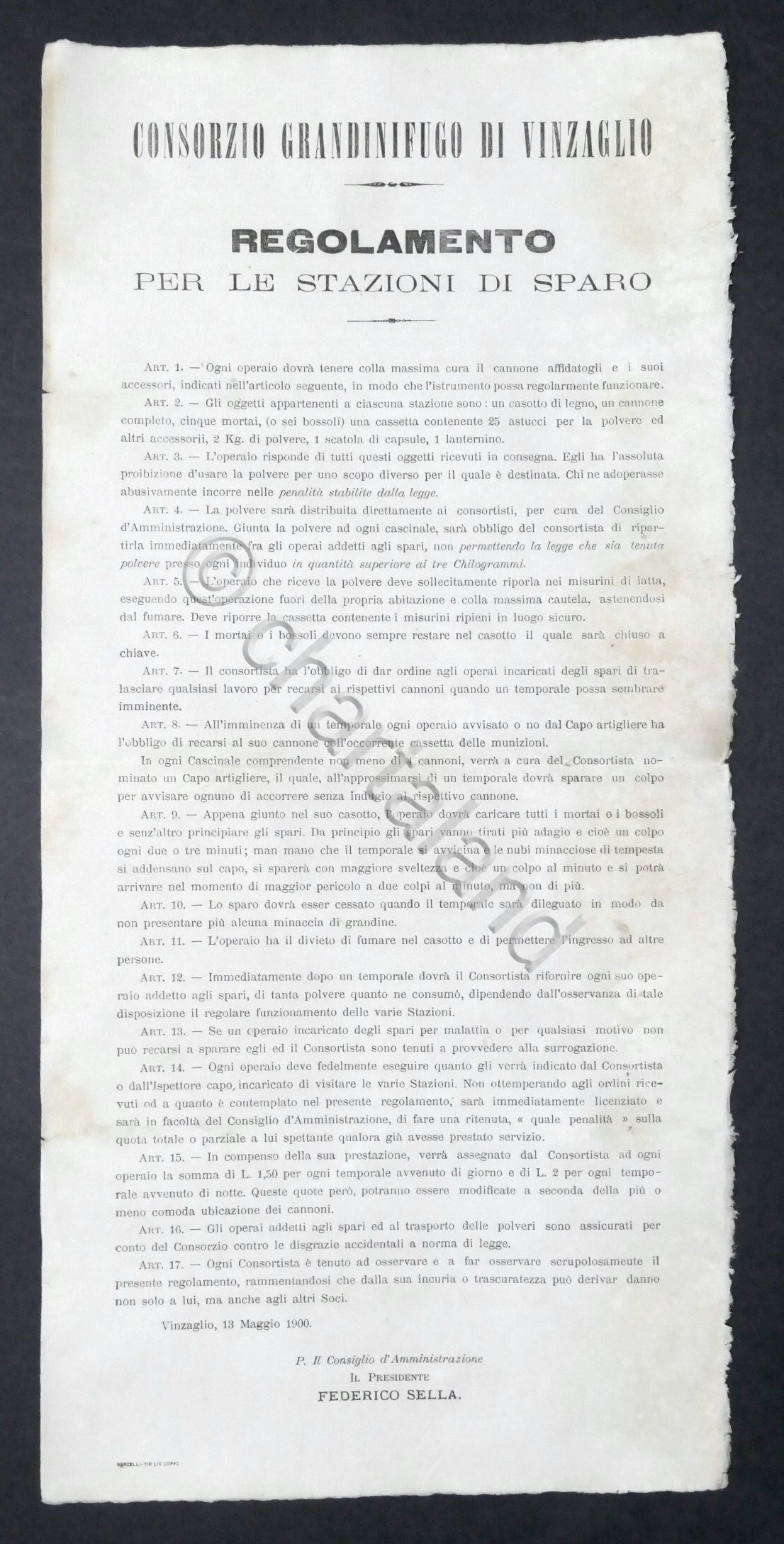 Consorzio Grandinifugo di Vinzaglio Regolamento per le stazioni di sparo …