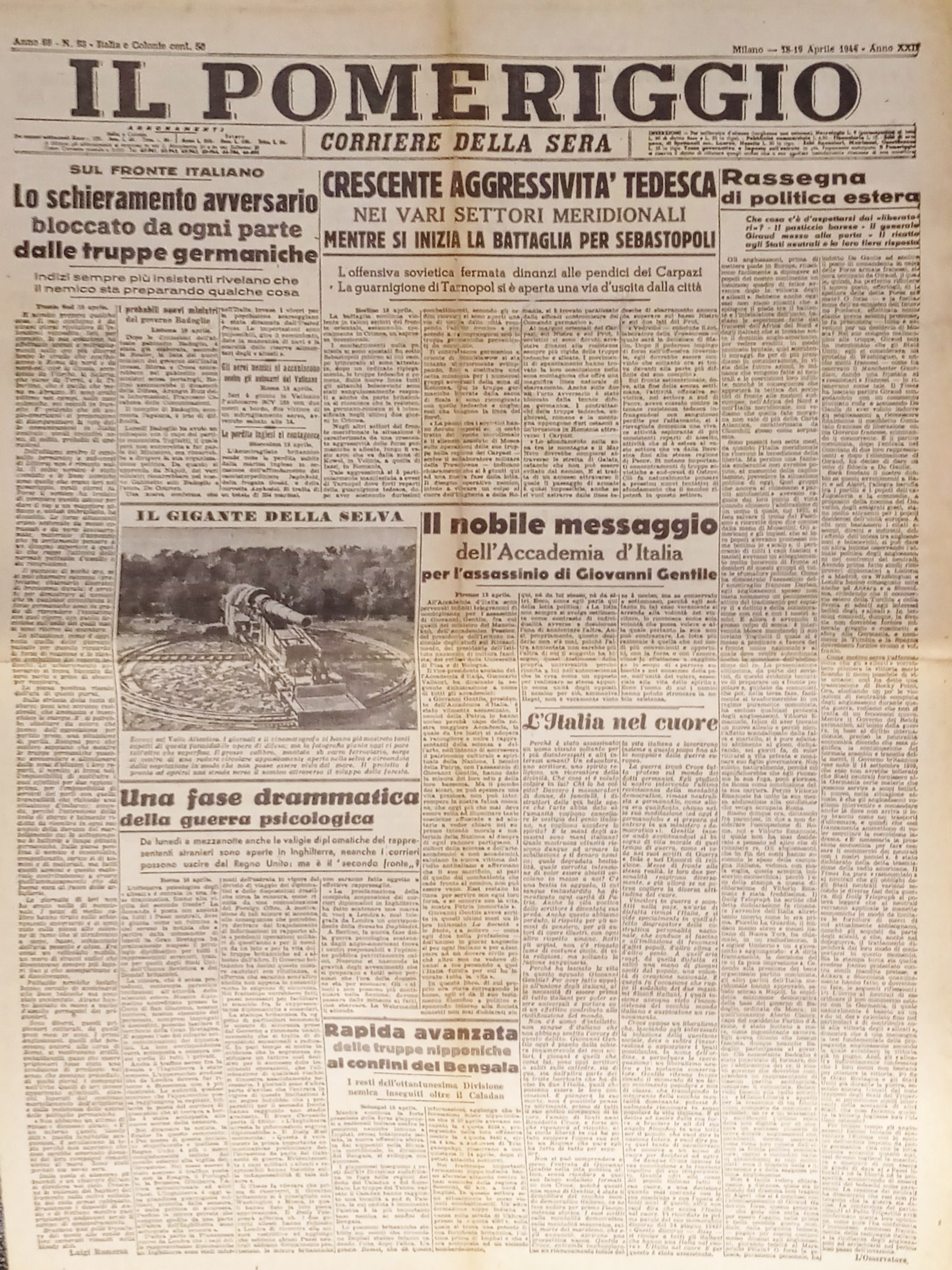 Corriere della Sera - Il Pomeriggio N. 93 - 1944 …