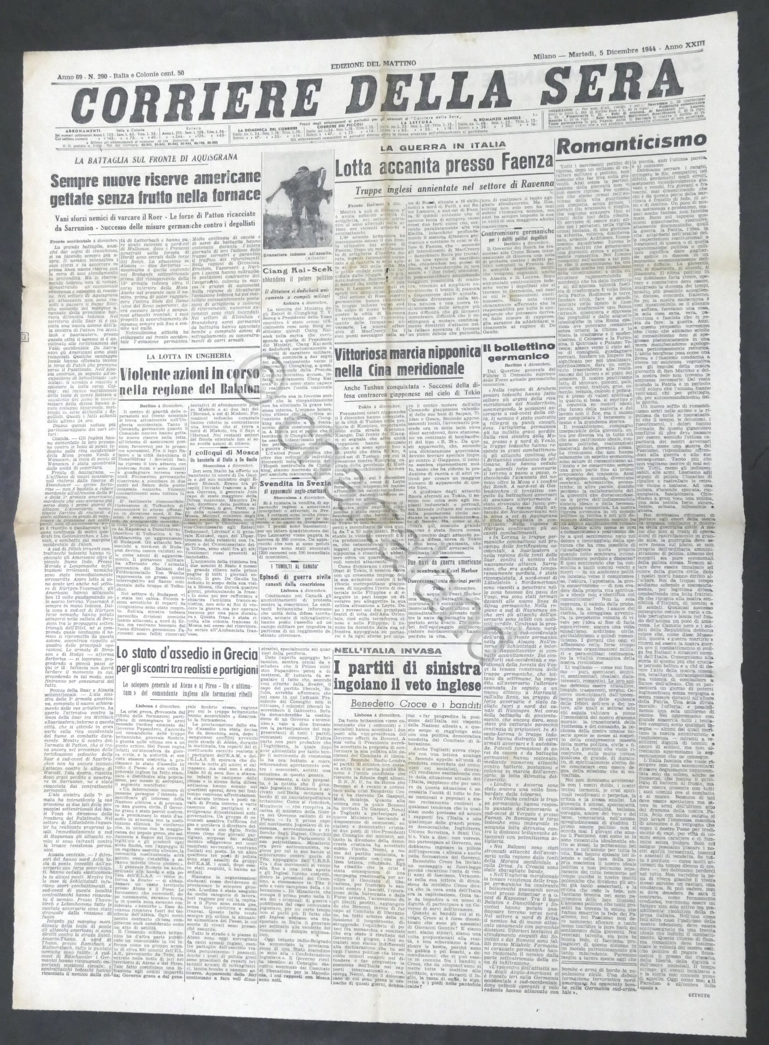 Corriere della Sera ed. mattino N. 290 - 1944 - …
