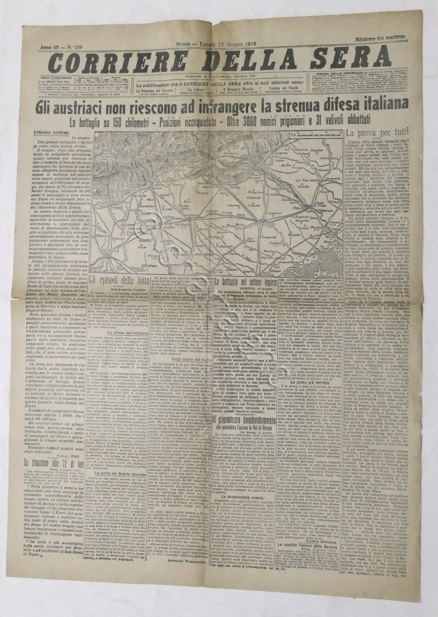 Corriere della Sera N. 168 - 1918 - Austriaci non …