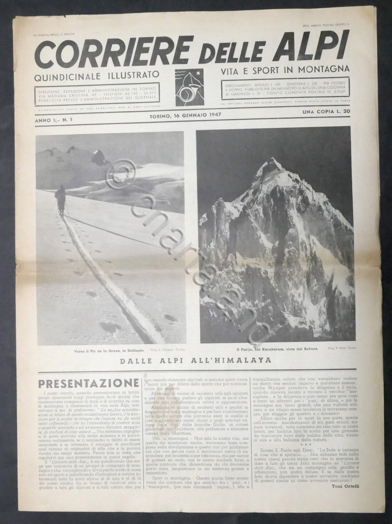 Corriere delle Alpi - Anno I - N. 1 - …