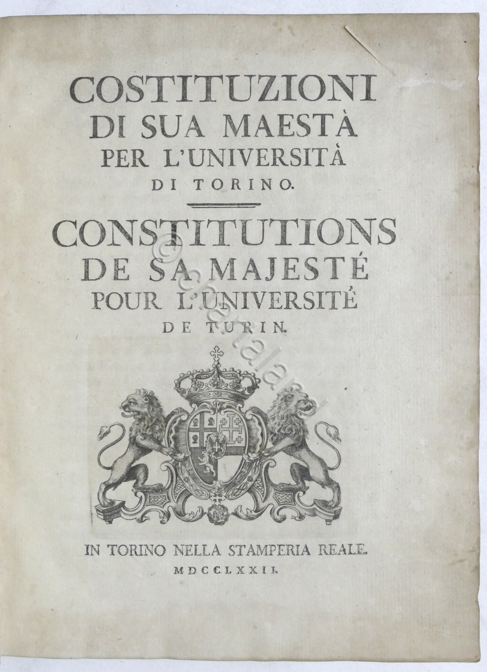 Costituzioni di sua Maestà per l'Università di Torino - ed. …