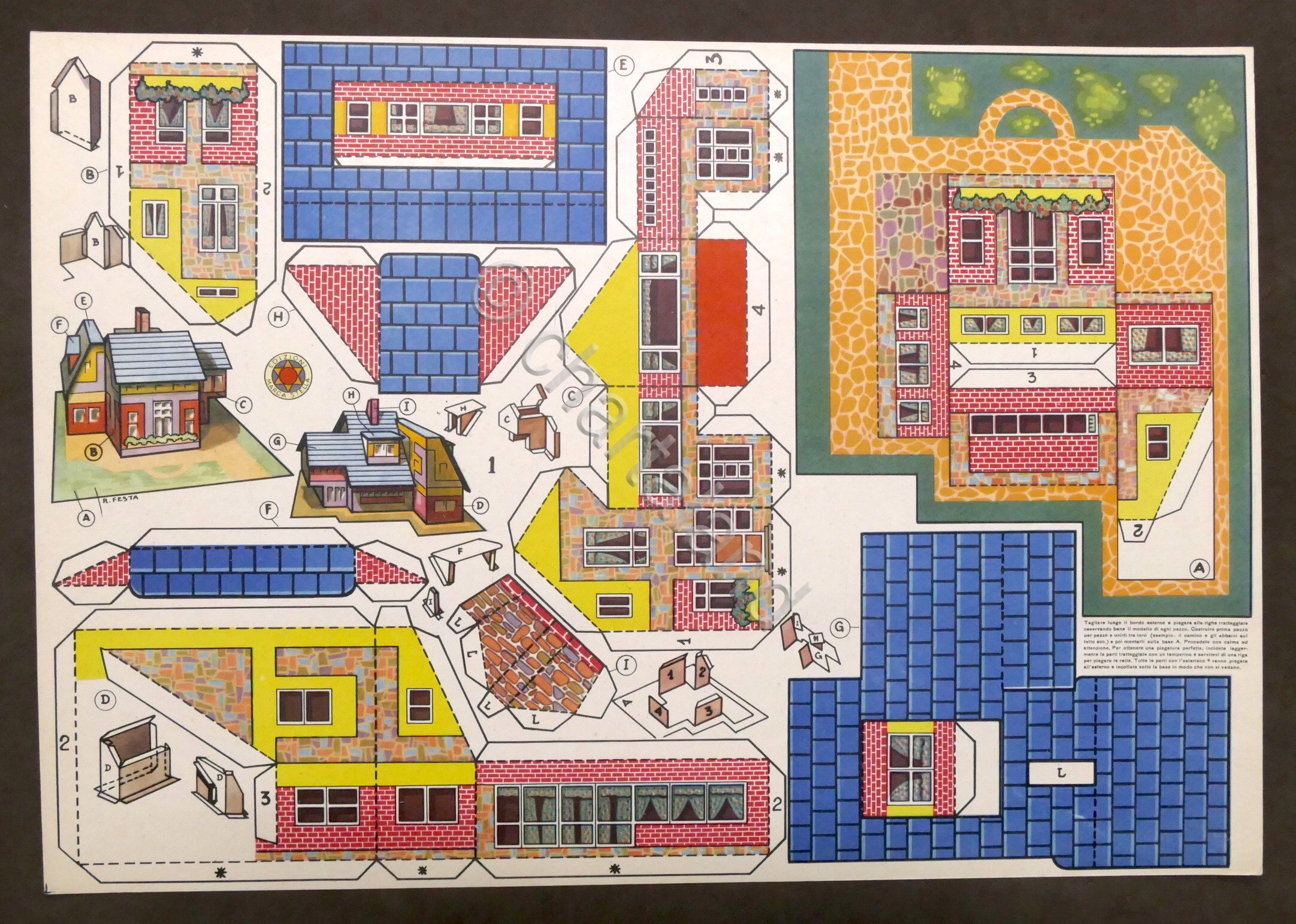 Costruzioni carta da ritagliare - Villa con giardino - anni …
