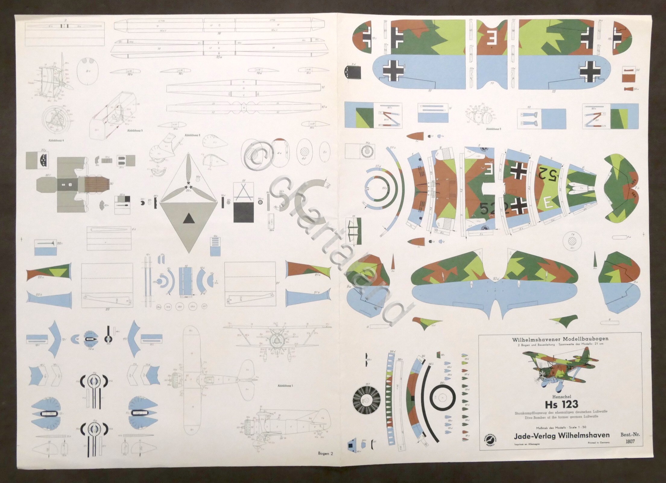 Costruzioni carta da ritagliare Modellismo Aereo - Henschel Hs 123 …