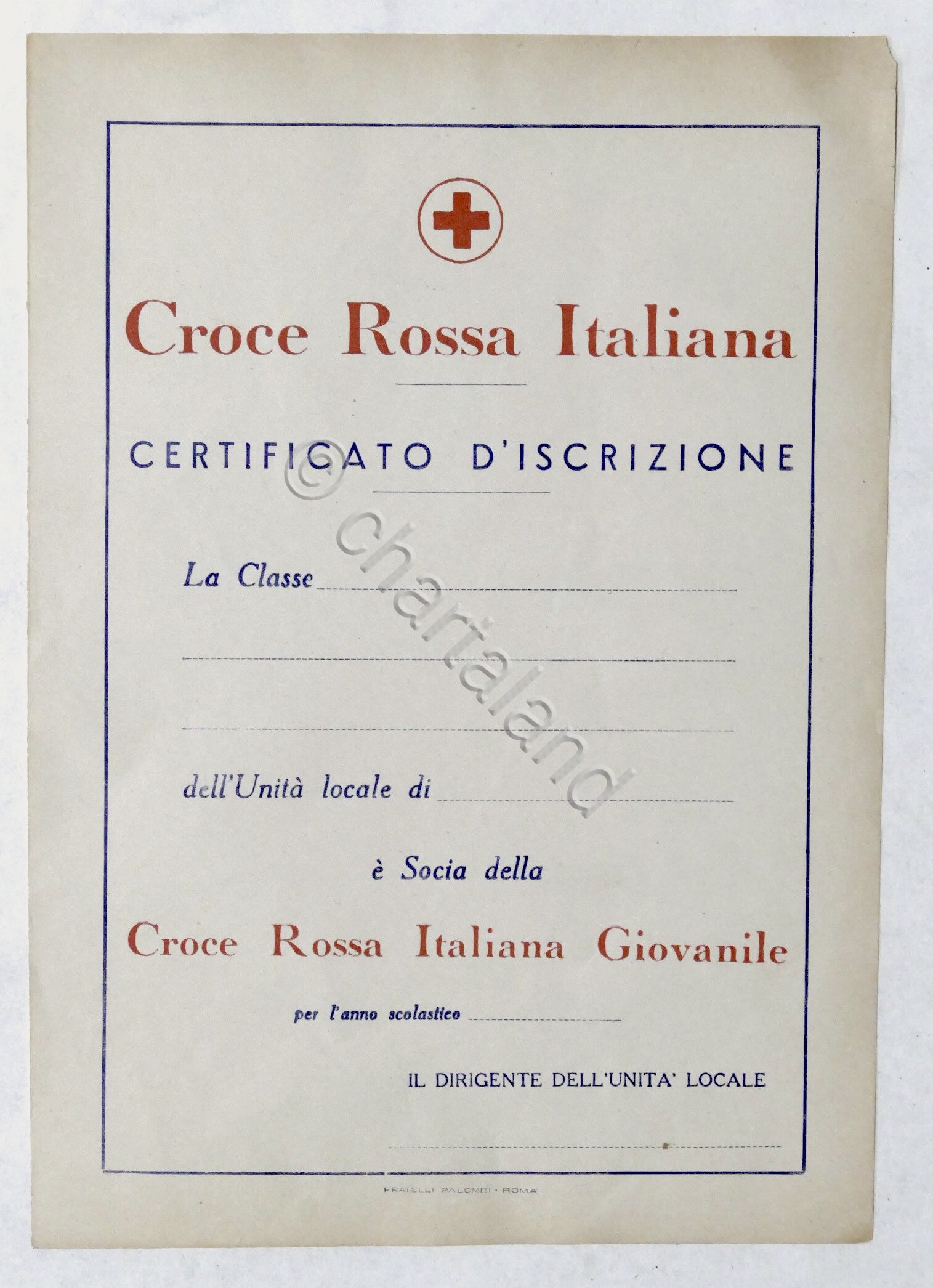 Croce Rossa Italiana - Certificato d'Iscrizione da compilare - anni …