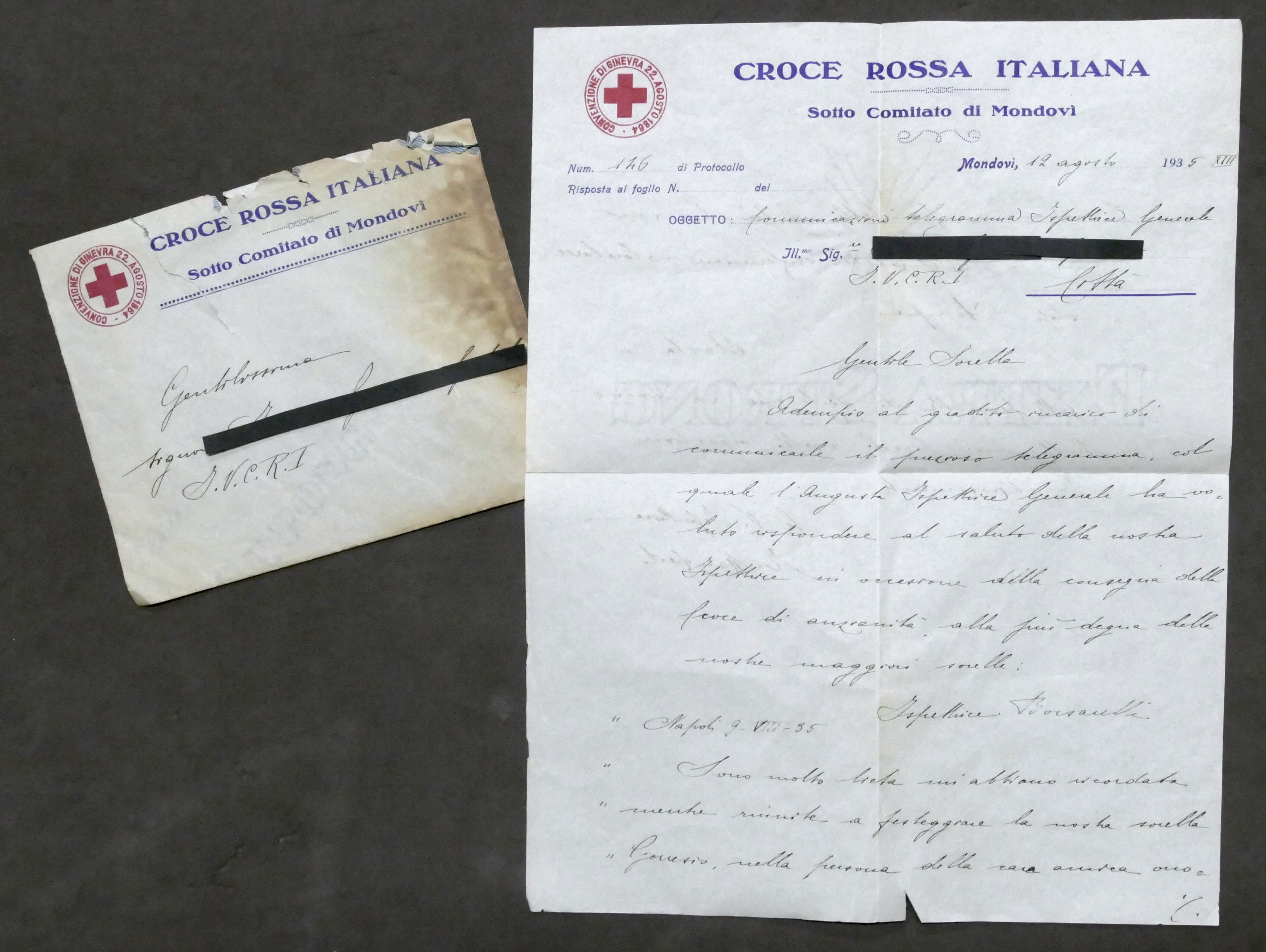 Croce Rossa Italiana - Mondovì - Lettera a infermiera volontaria …