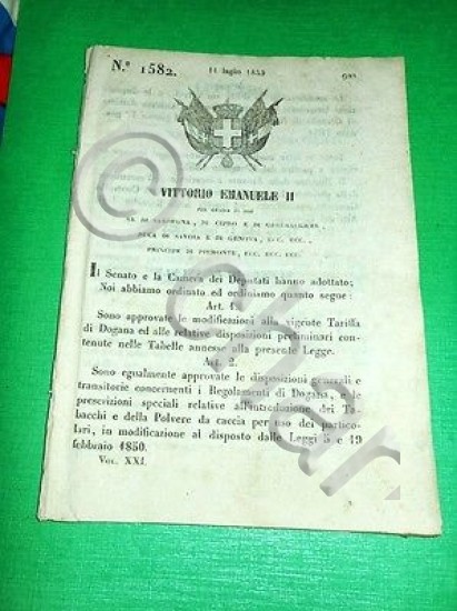Decreti Regno Sardegna Torino - Tariffe e Regolamenti di Dogana …