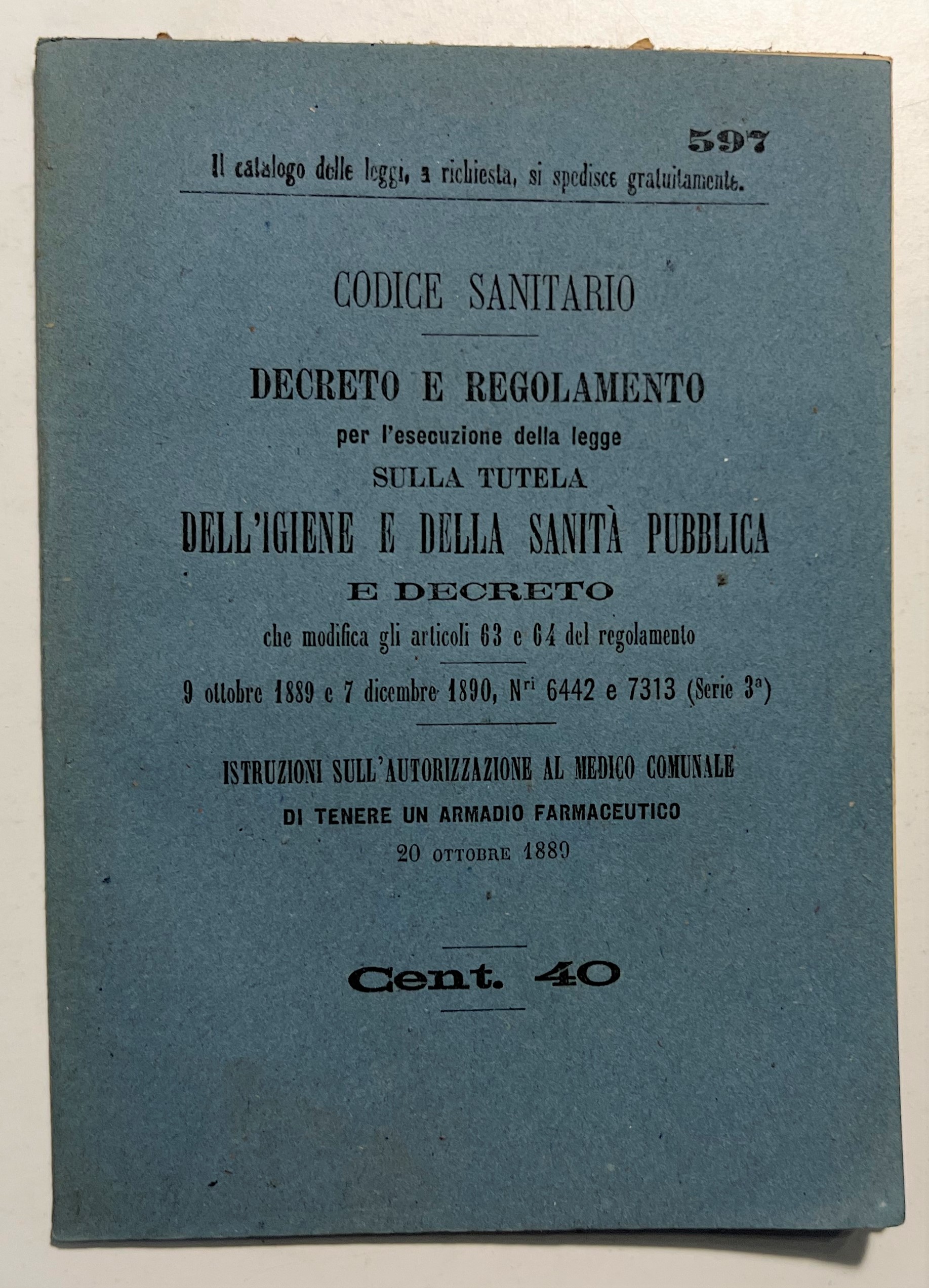 Decreto e Regolamento sulla Tutela dell'Igiene e della Sanità Pubblica …