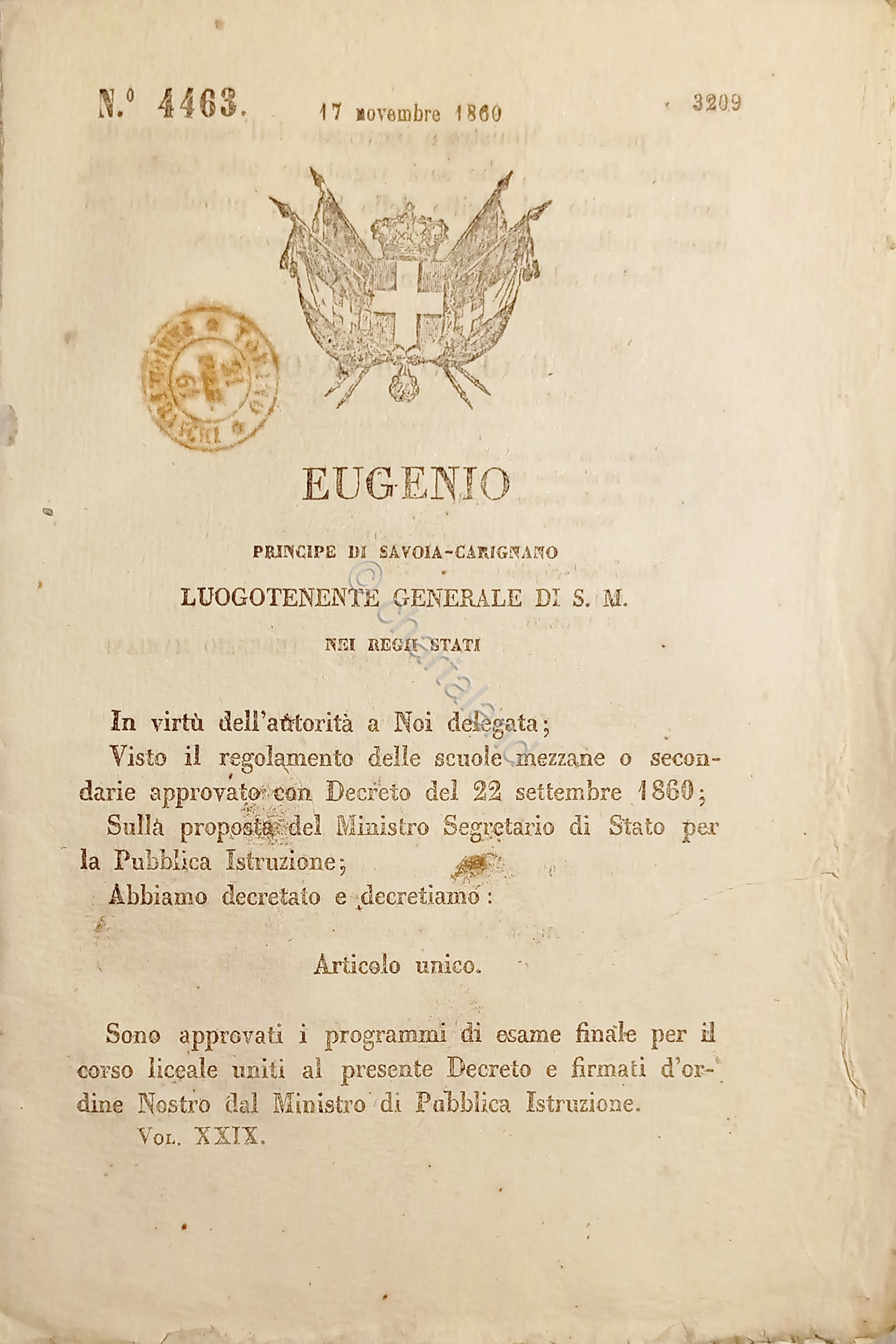 Decreto Eugenio - Approvati i programmi di esami finale per …