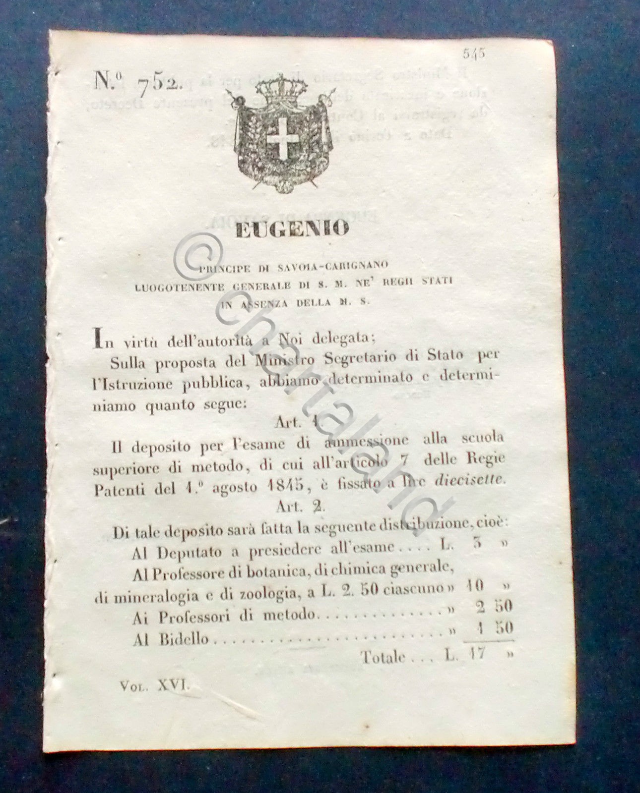 Decreto Eugenio - Deposito esame ammessione scuola superiore di metodo …